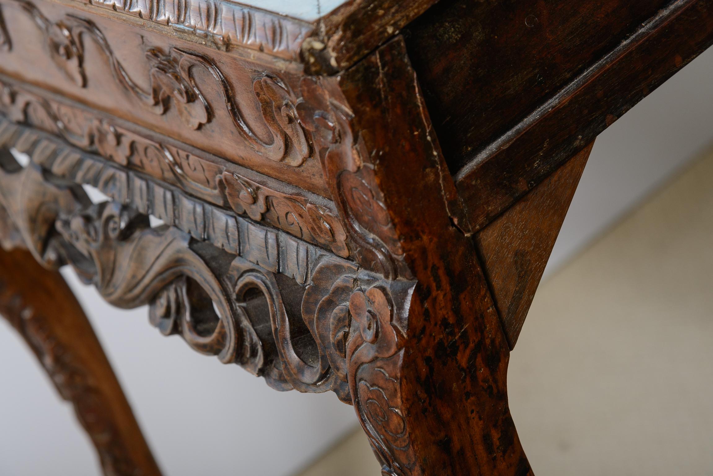 Antigua mesa consola o escritorio chino inglés de palisandro en venta 2