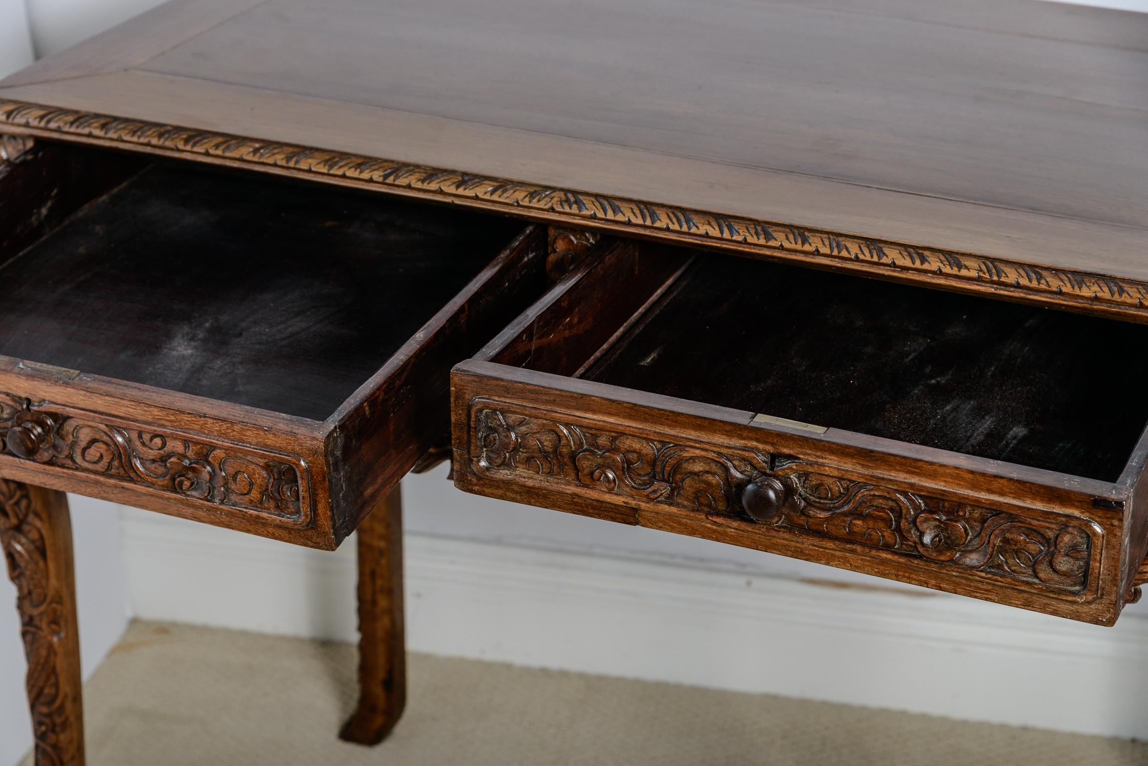 Antigua mesa consola o escritorio chino inglés de palisandro en venta 3