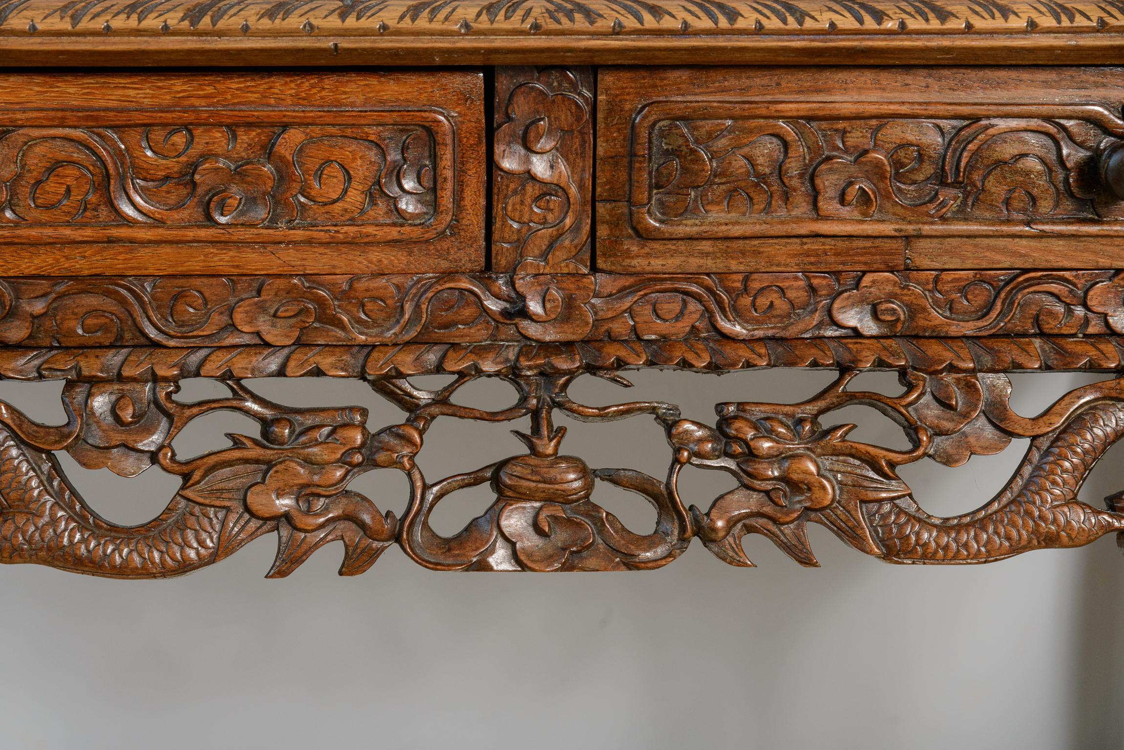 Antigua mesa consola o escritorio chino inglés de palisandro en Bueno estado para la venta en West Palm Beach, FL