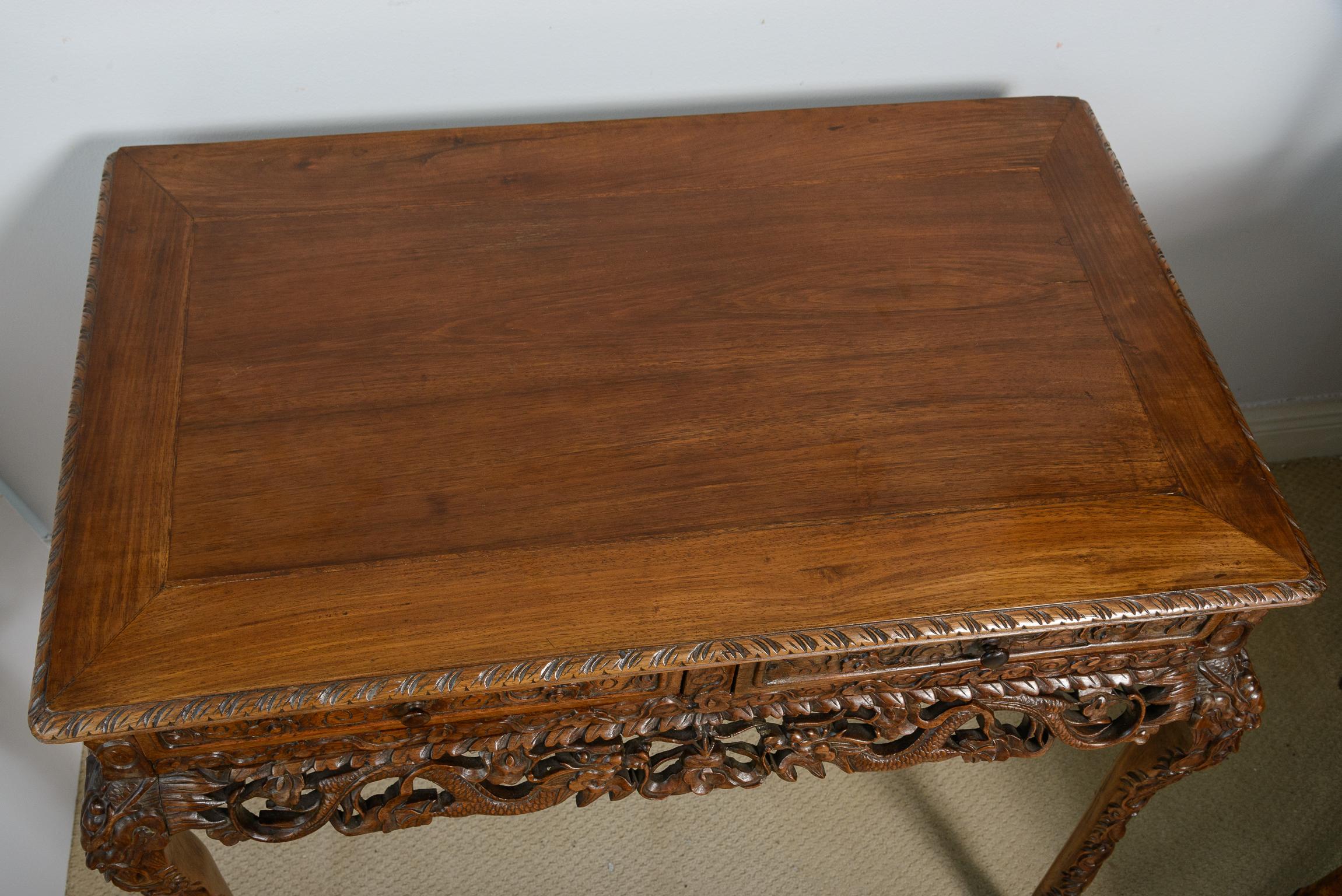 Antigua mesa consola o escritorio chino inglés de palisandro siglo XIX en venta