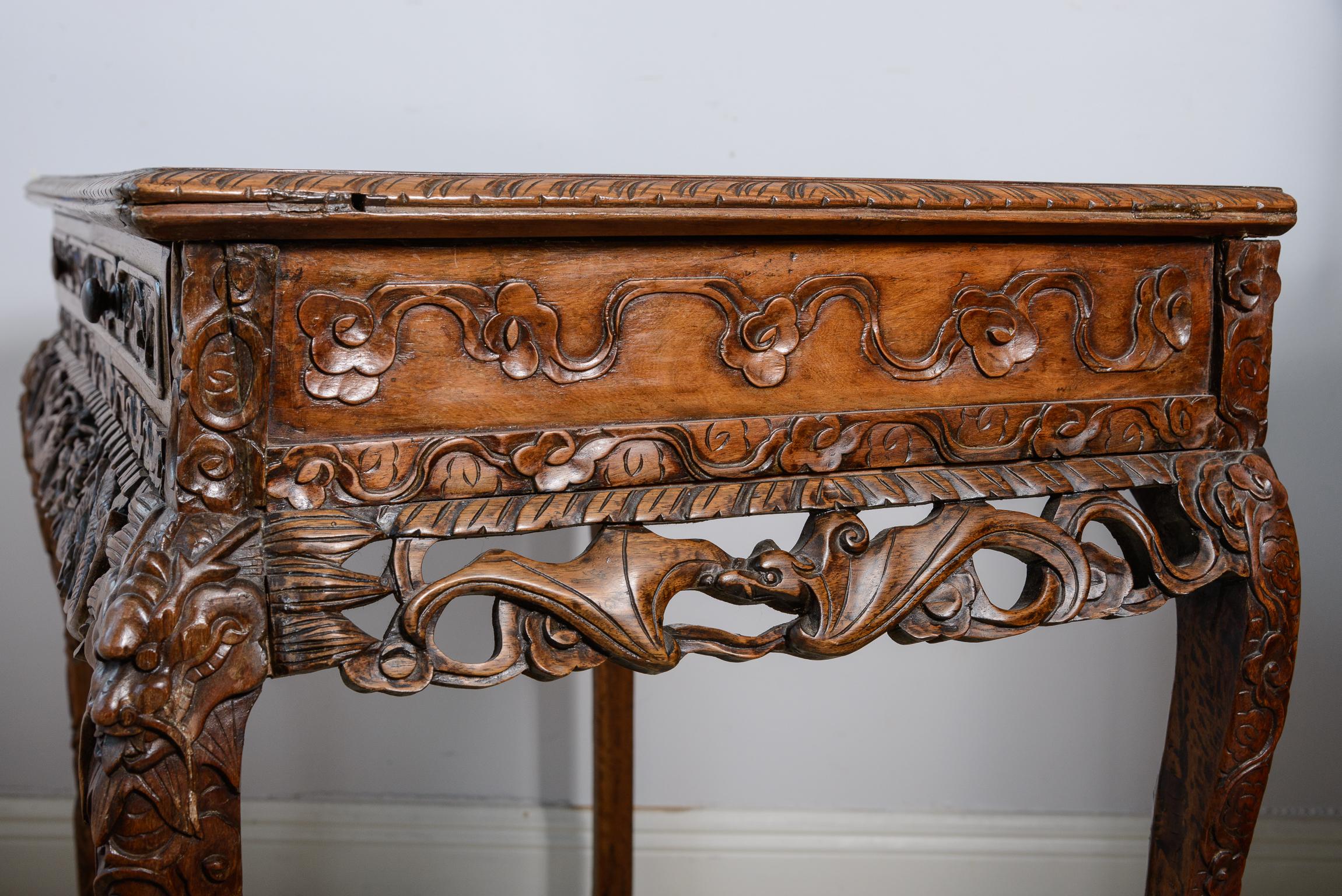 Antigua mesa consola o escritorio chino inglés de palisandro en venta 1