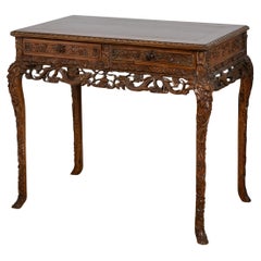 Antique English Chinese Rosewood Console or Writing Desk Table
