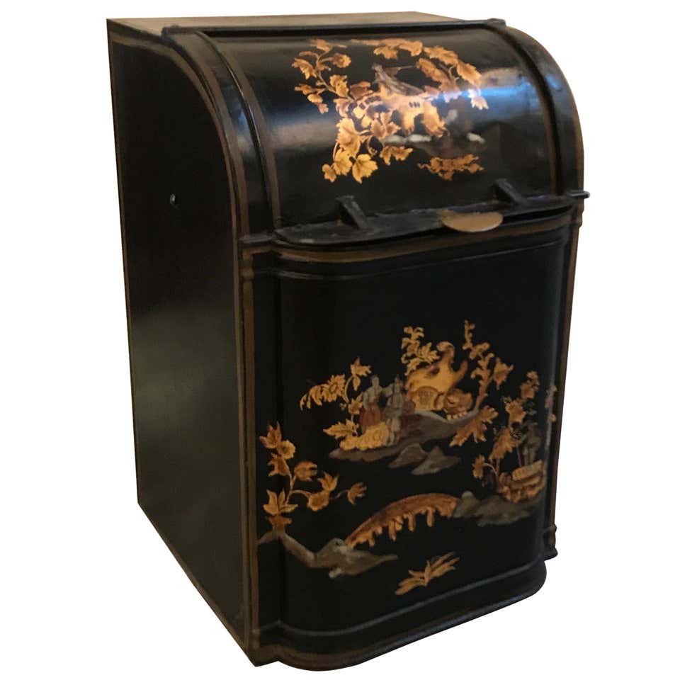 Antique English Chinoiserie Tea Bin For Sale at 1stDibs