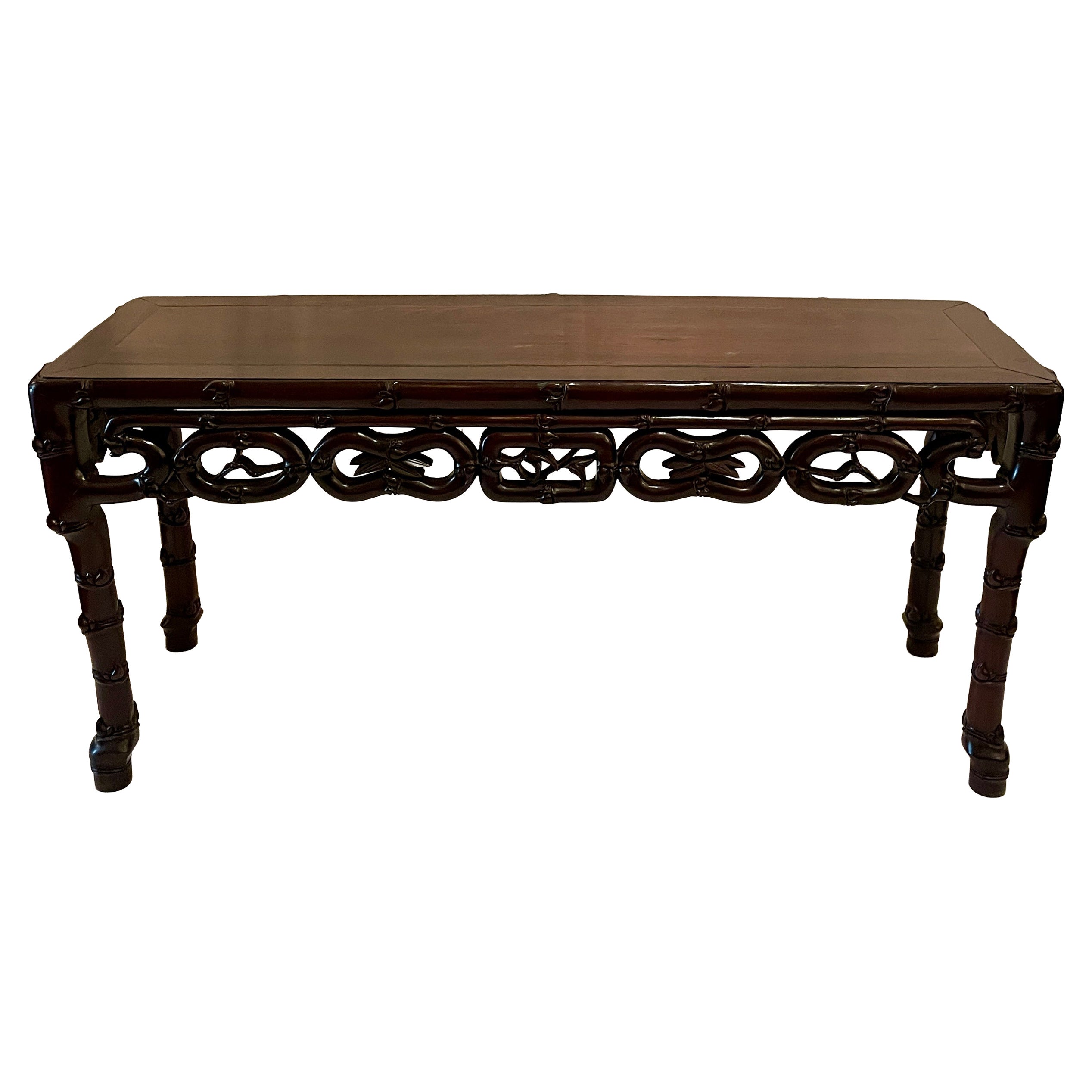 Ancienne table d'autel en teck Chinoiserie anglaise (table basse), Circa 1900's