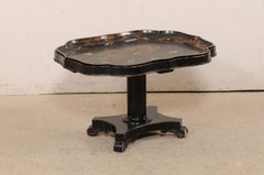Black and Gold Coffee Table with English Chinoiserie Tray-Top