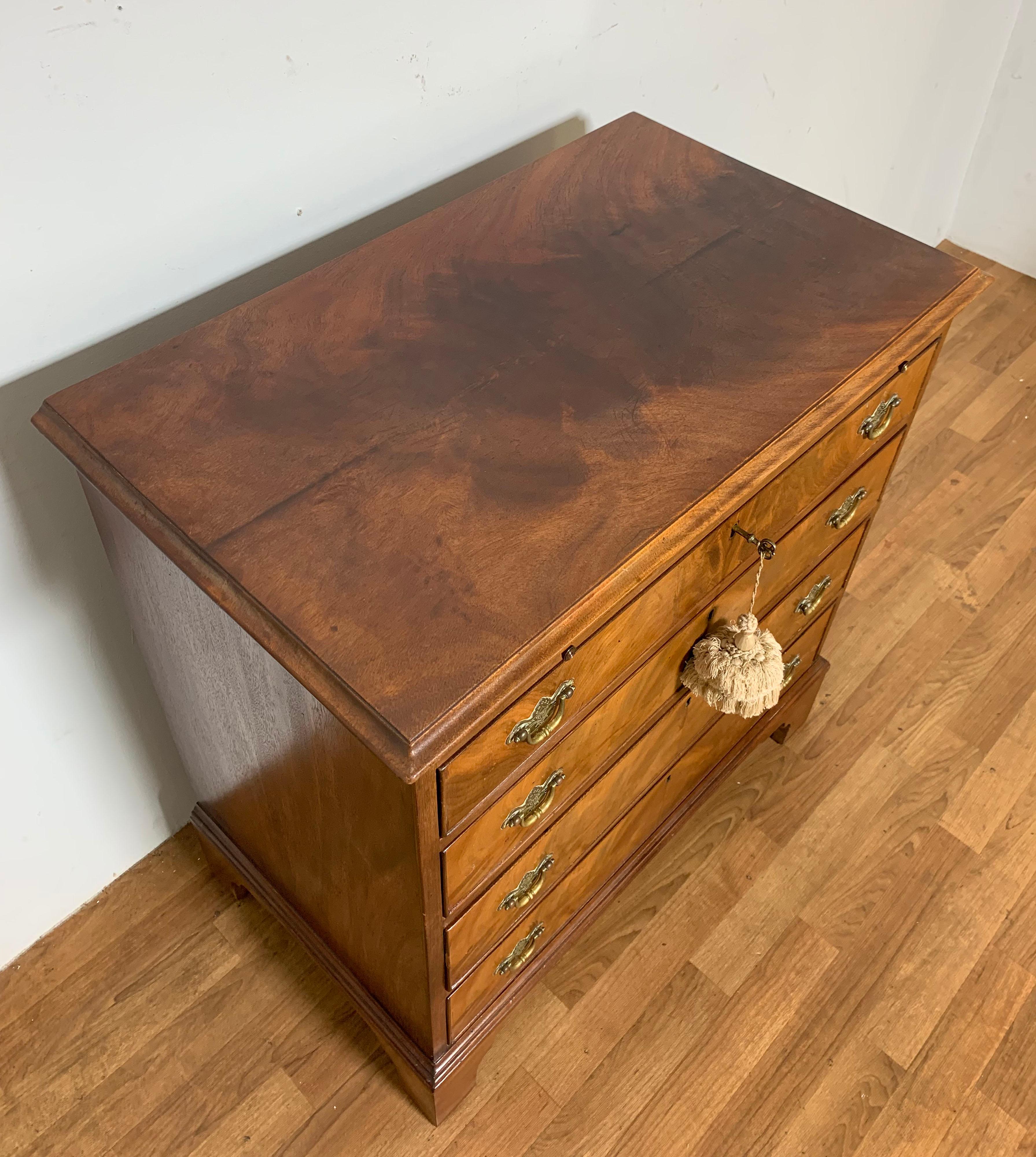 Mahogany Antique English Chippendale Chest, Circa Late 18th Century