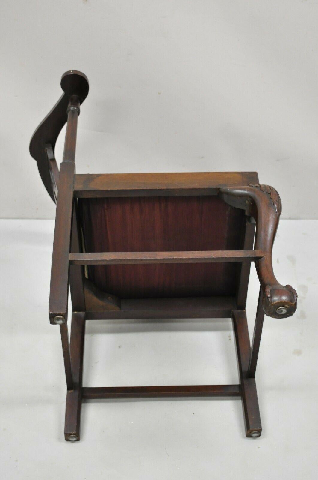 Antique English Chippendale Georgian Style Mahogany Ball and Claw Corner Chair For Sale 4