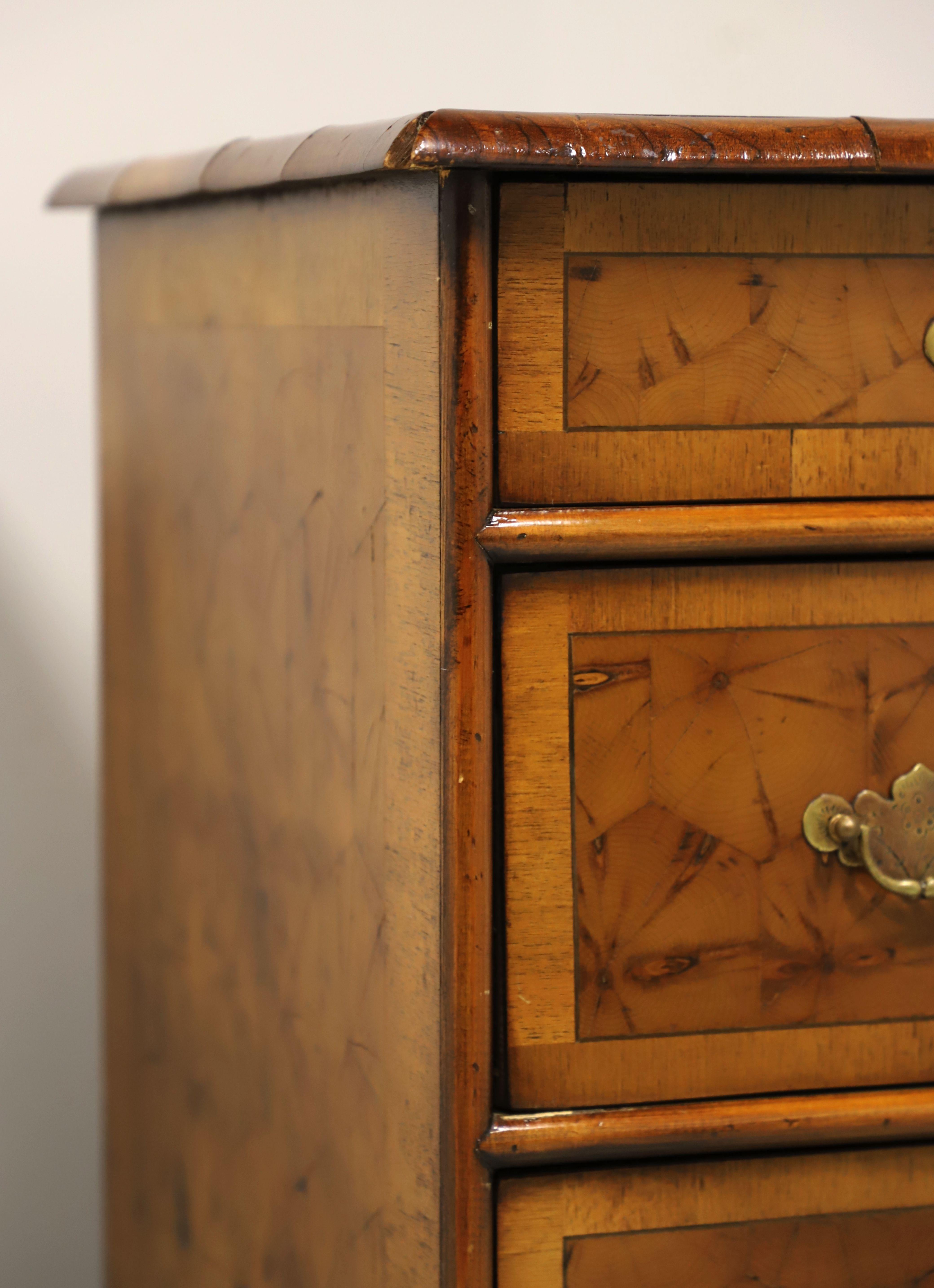 Antique English Chippendale Inlaid Laburnum Oyster Five-Drawer Chest For Sale 1