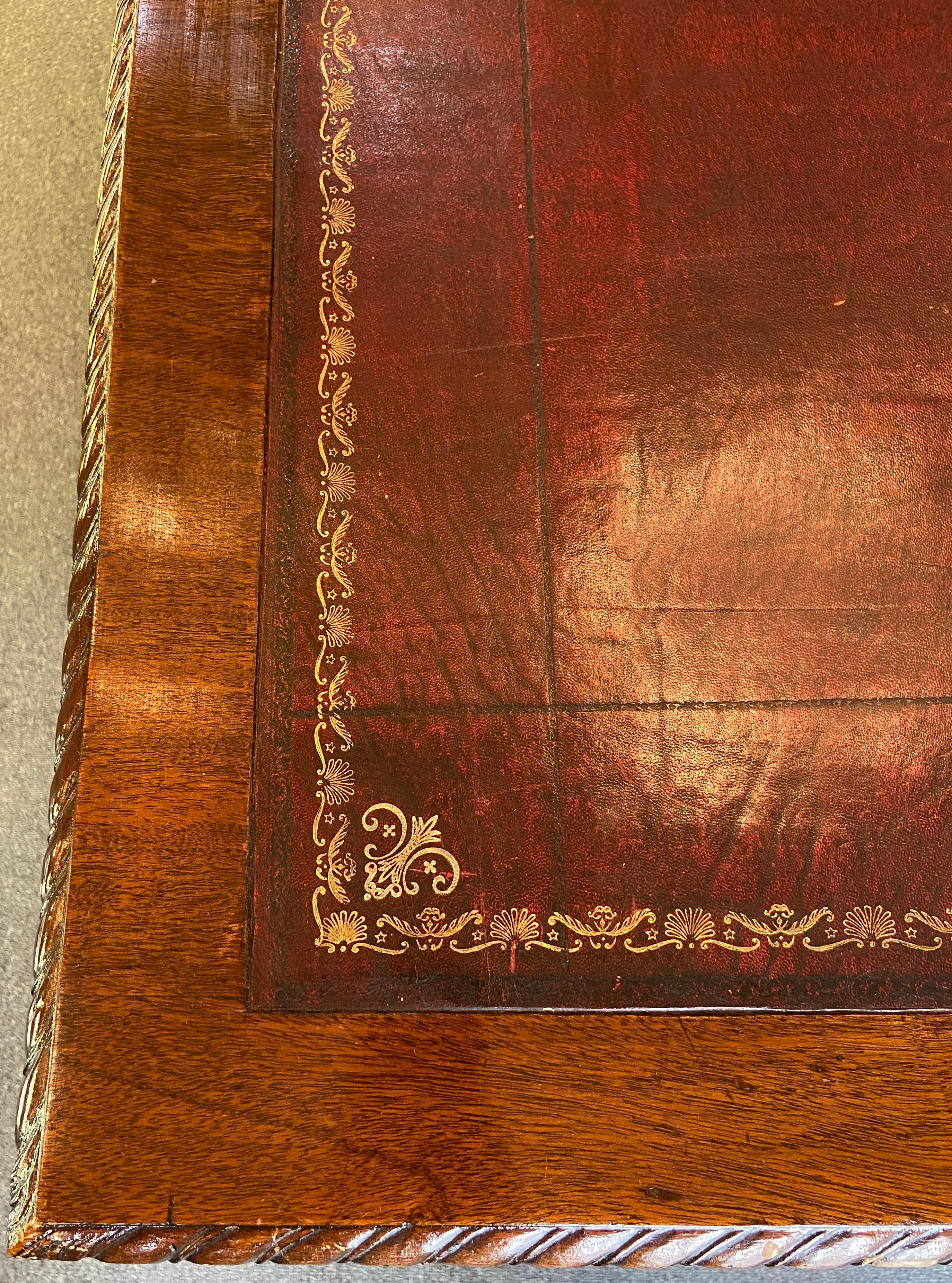 Antique English Chippendale Mahogany Maple & Co. London Partner's Desk, Ca 1890 For Sale 4