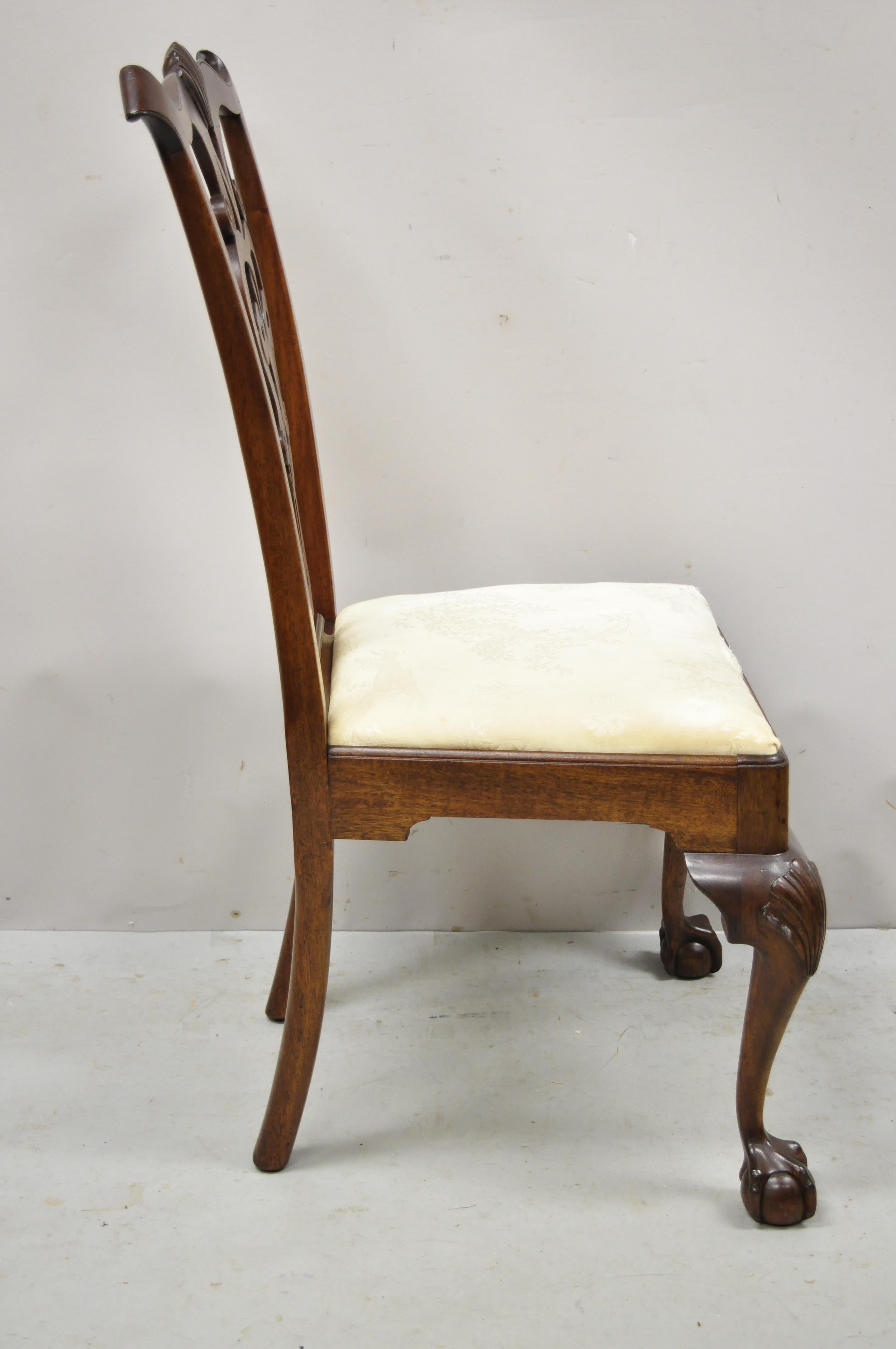 Antique English Chippendale Mahogany Shell Carved Ball and Claw Dining Chair 5
