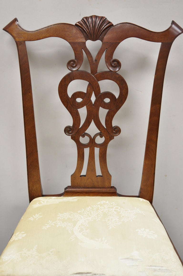 Antique English Chippendale Mahogany Shell Carved Ball and Claw Dining