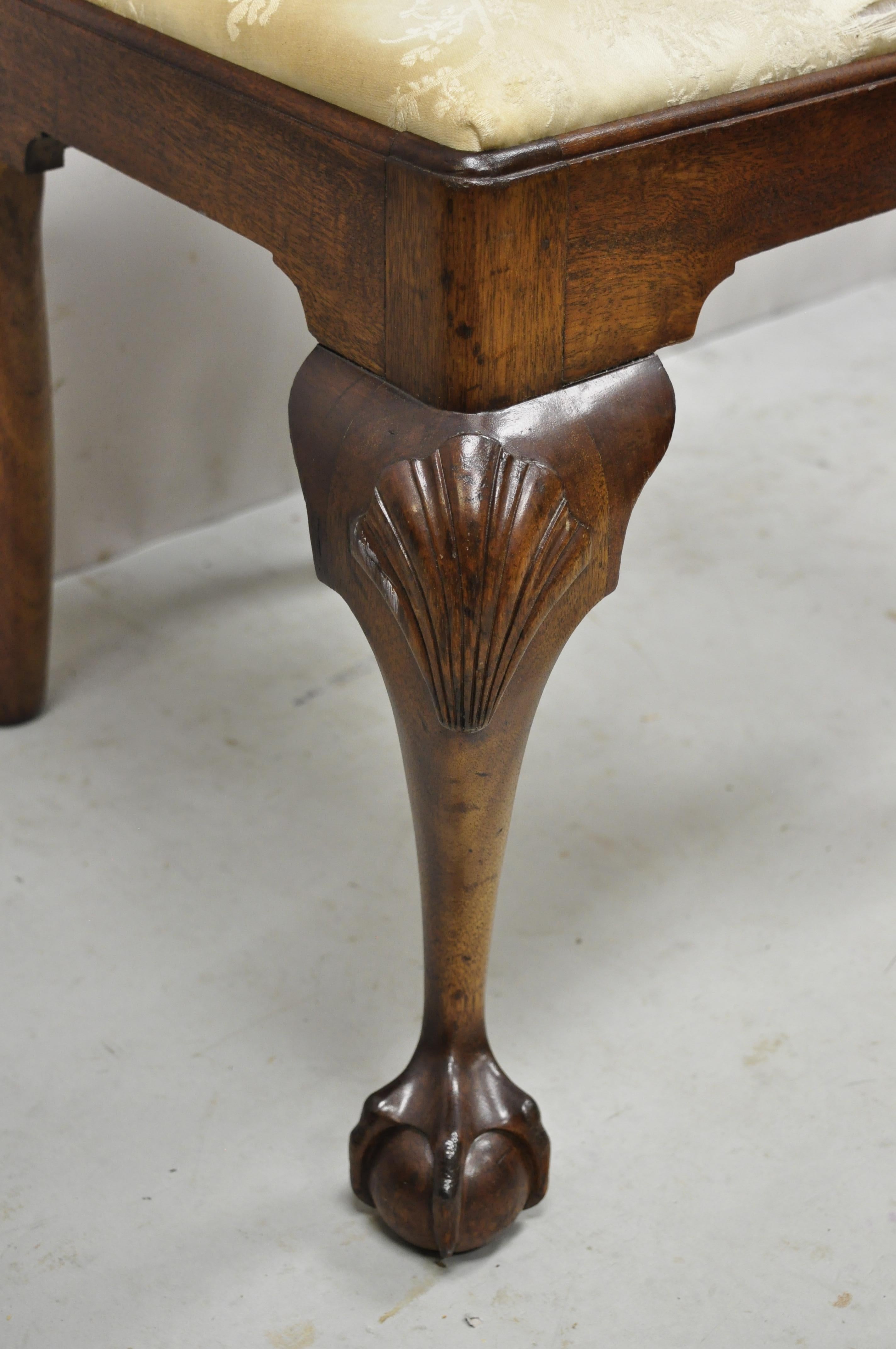 20th Century Antique English Chippendale Mahogany Shell Carved Ball and Claw Dining Chair