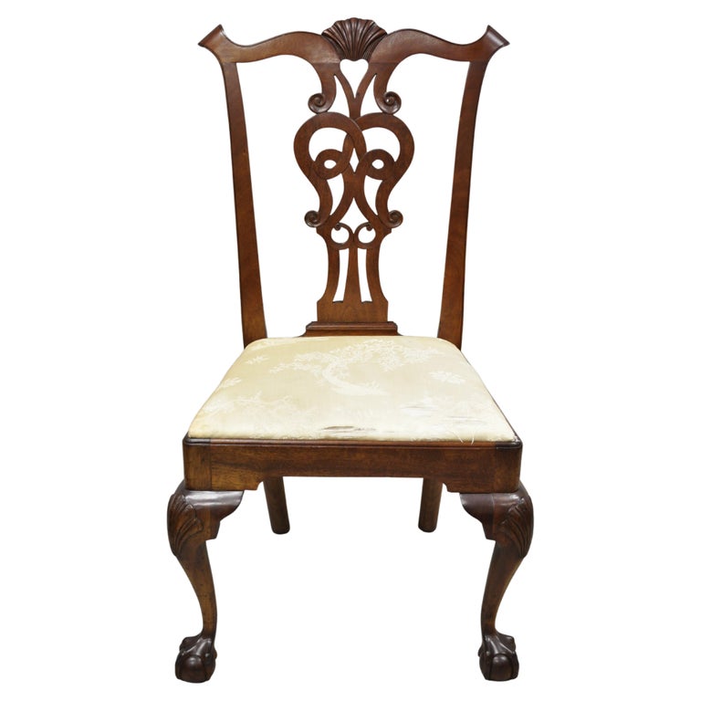 Antique English Chippendale Mahogany Shell Carved Ball and Claw Dining