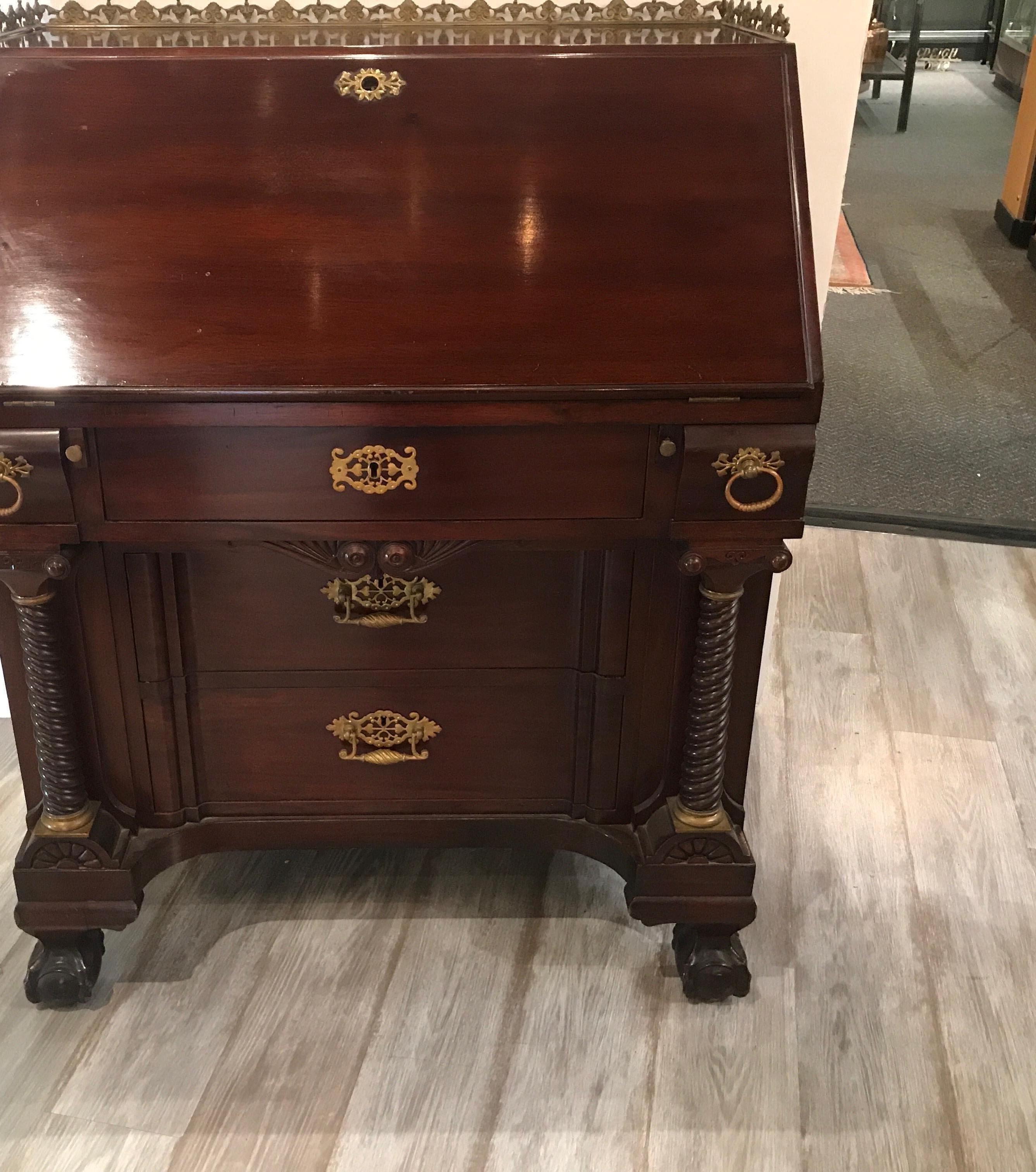 Antique English Chippendale Mahogany Slant Front Desk 1