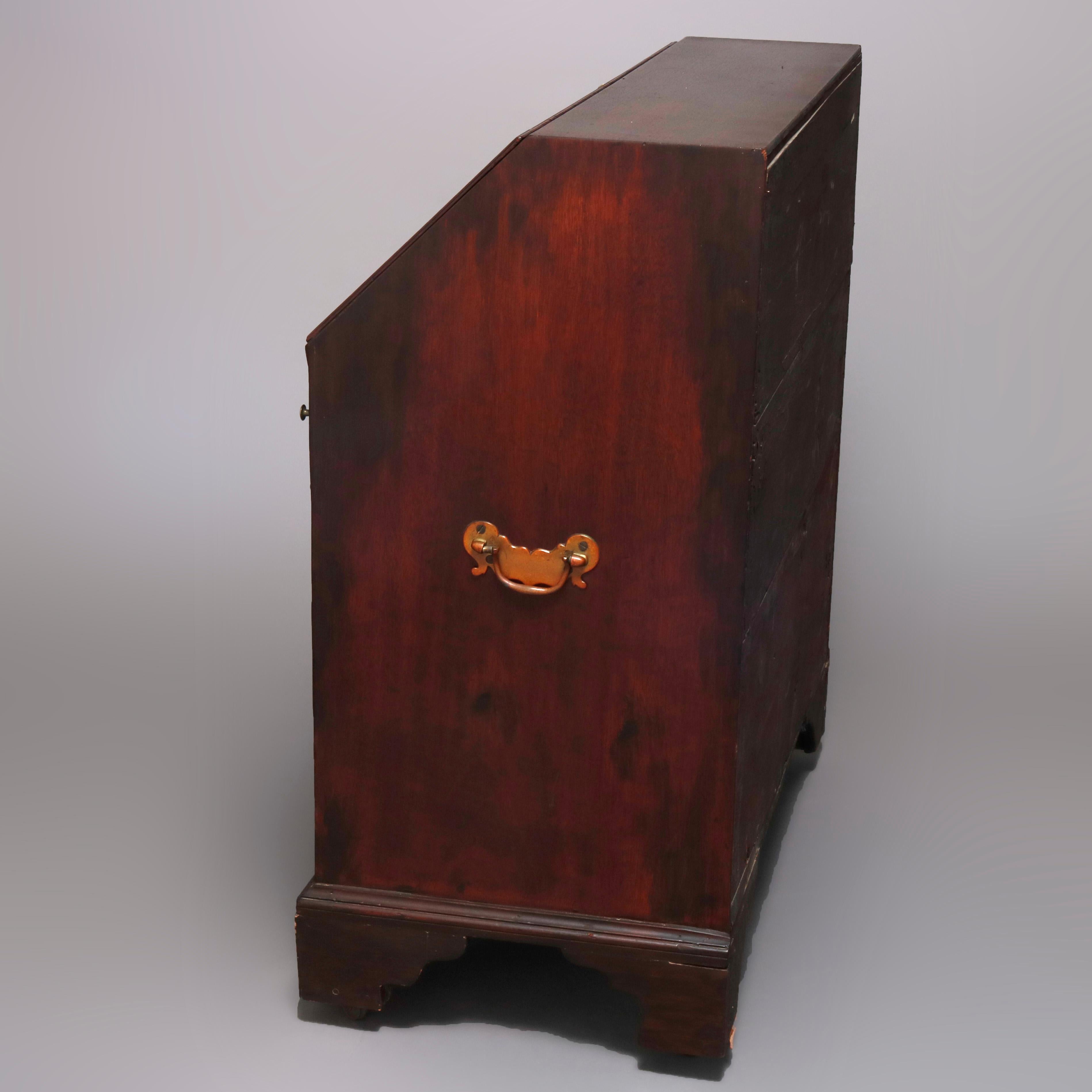 19th Century Antique English Chippendale Style Mahogany Drop Front Desk, circa 1800