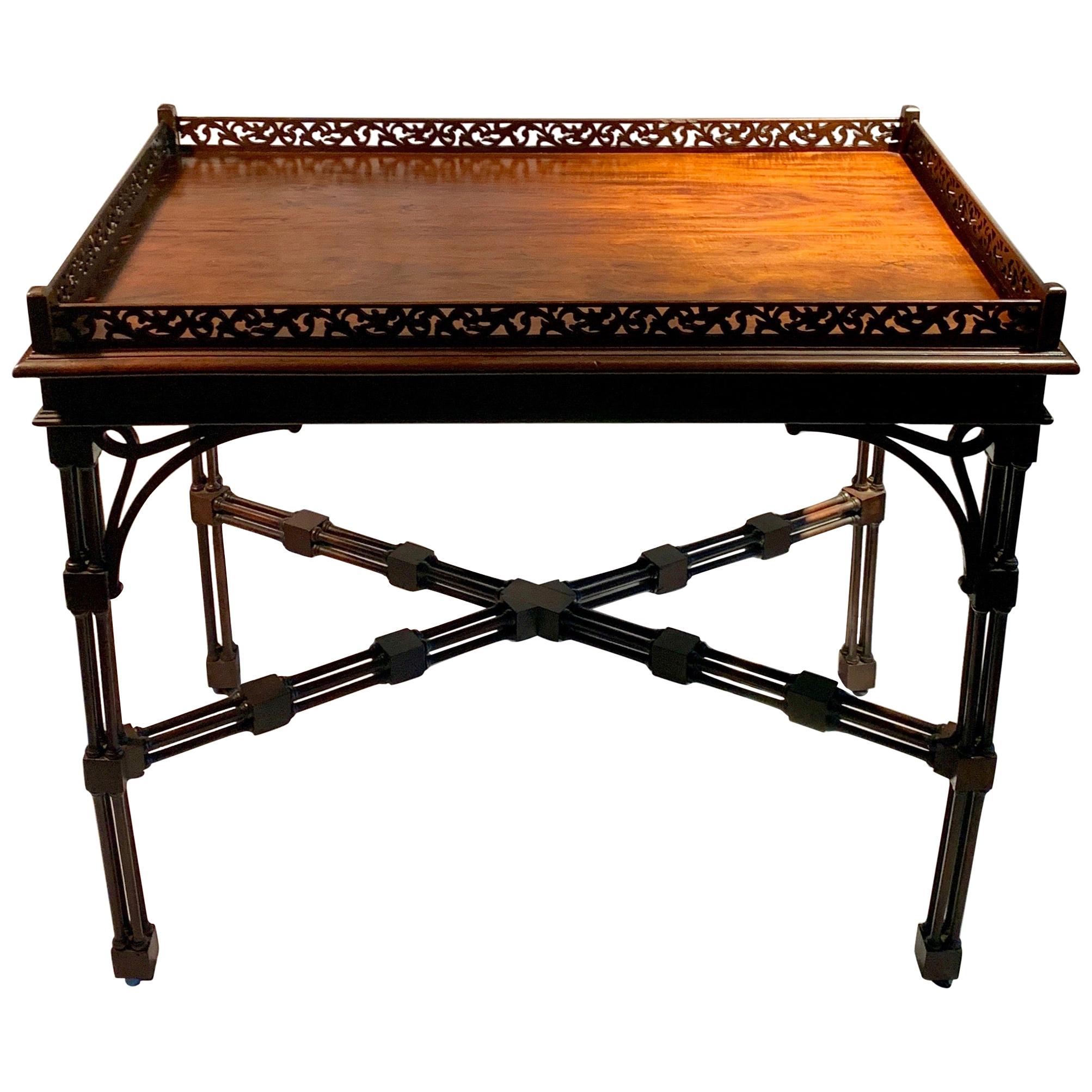 Antique English Mahogany Chippendale Tea Table, circa 1920