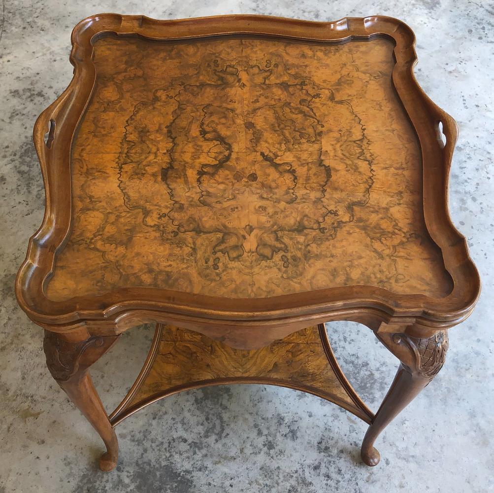 Antique English Chippendale Tea Table with Tray In Good Condition In Dallas, TX