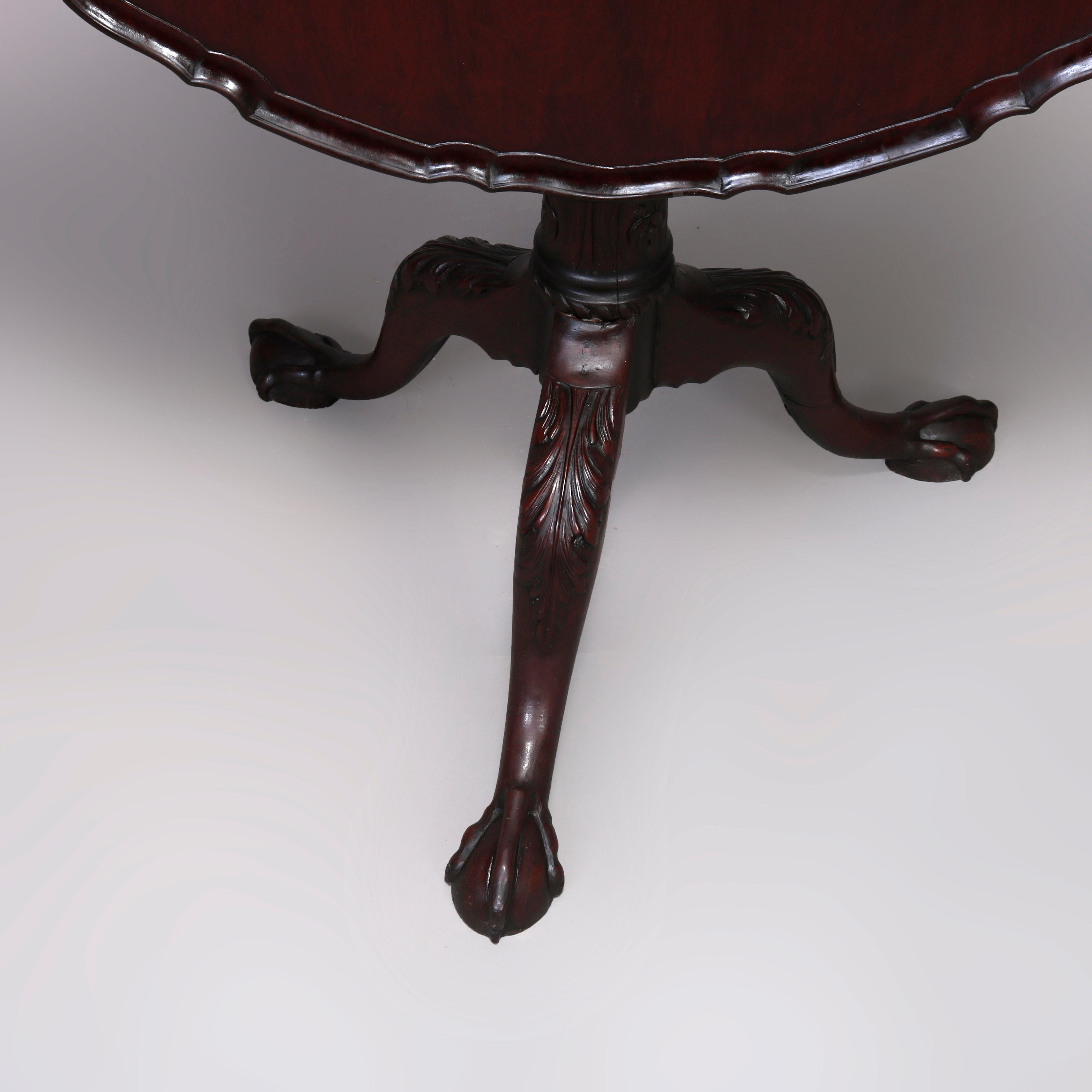 Antique English Chippendale Tilt-Top Carved Mahogany Pie Crust Tea Table 5