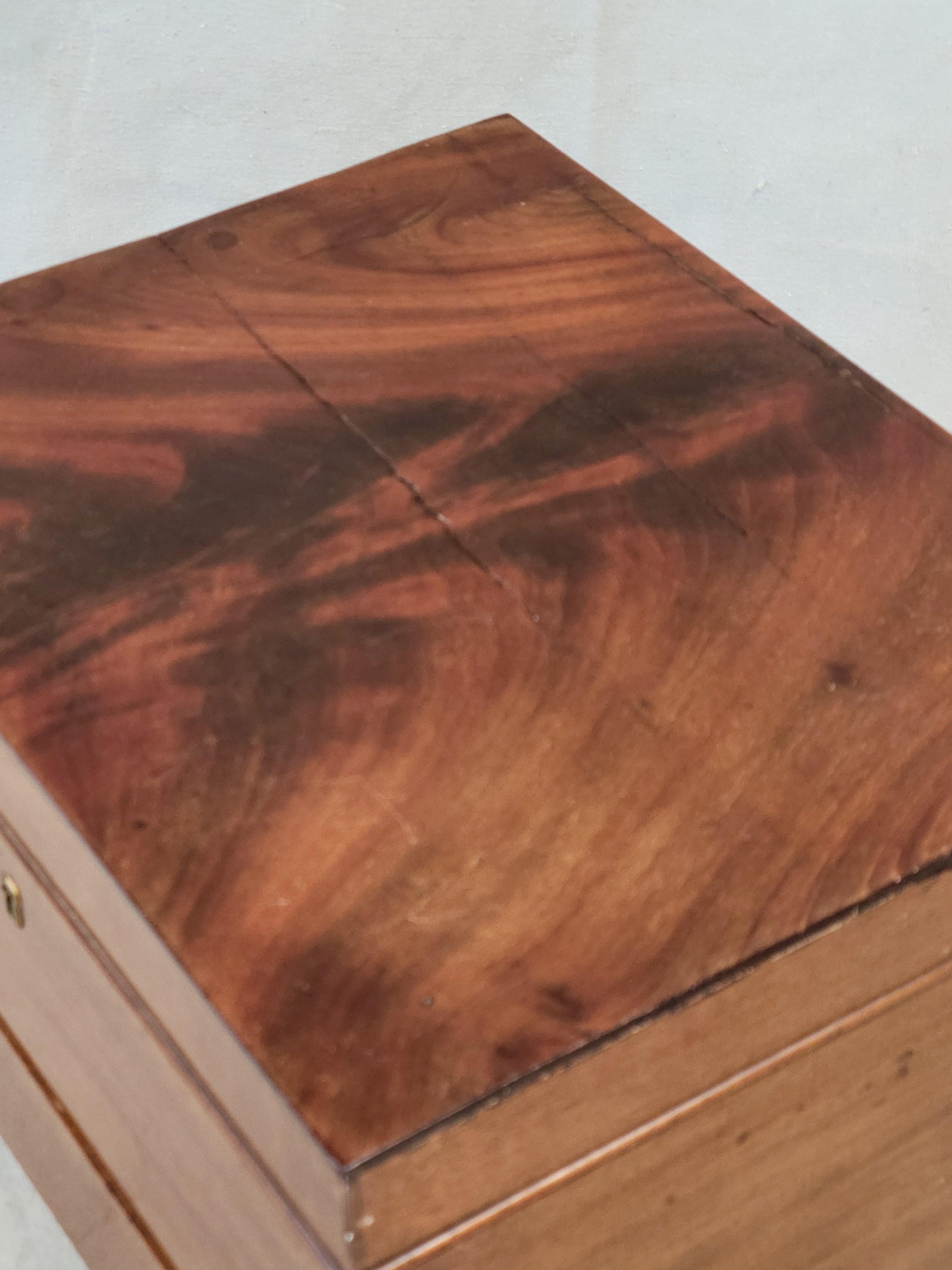 20th Century Antique English Circa 1900 Flame Mahogany Maple & Co. Ltd. Jewelry Box (RL) For Sale