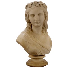 English Classical Maiden Marble Sculpture Signed Robert Physick, circa 1863