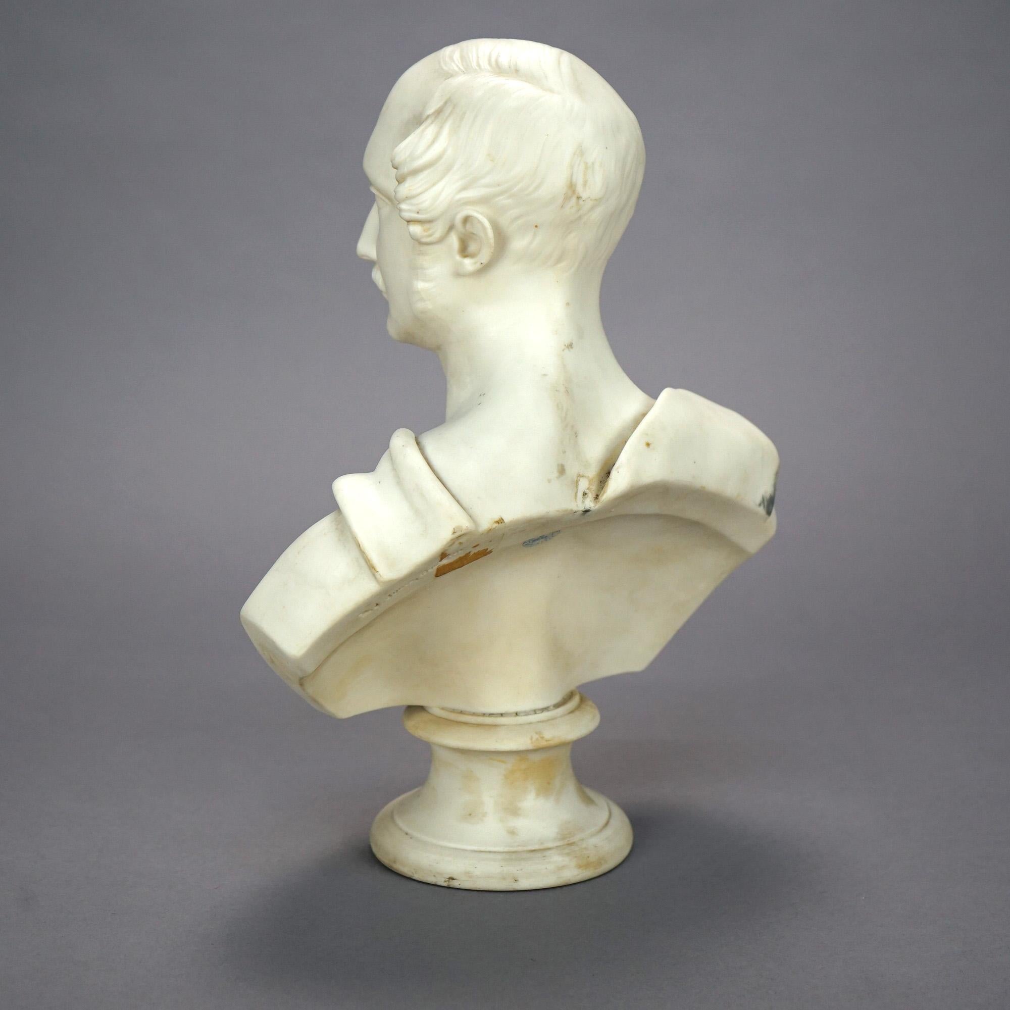 Antique English Classical Parian Male Bust Sculpture, J. Jones Worcester, 19th C 2