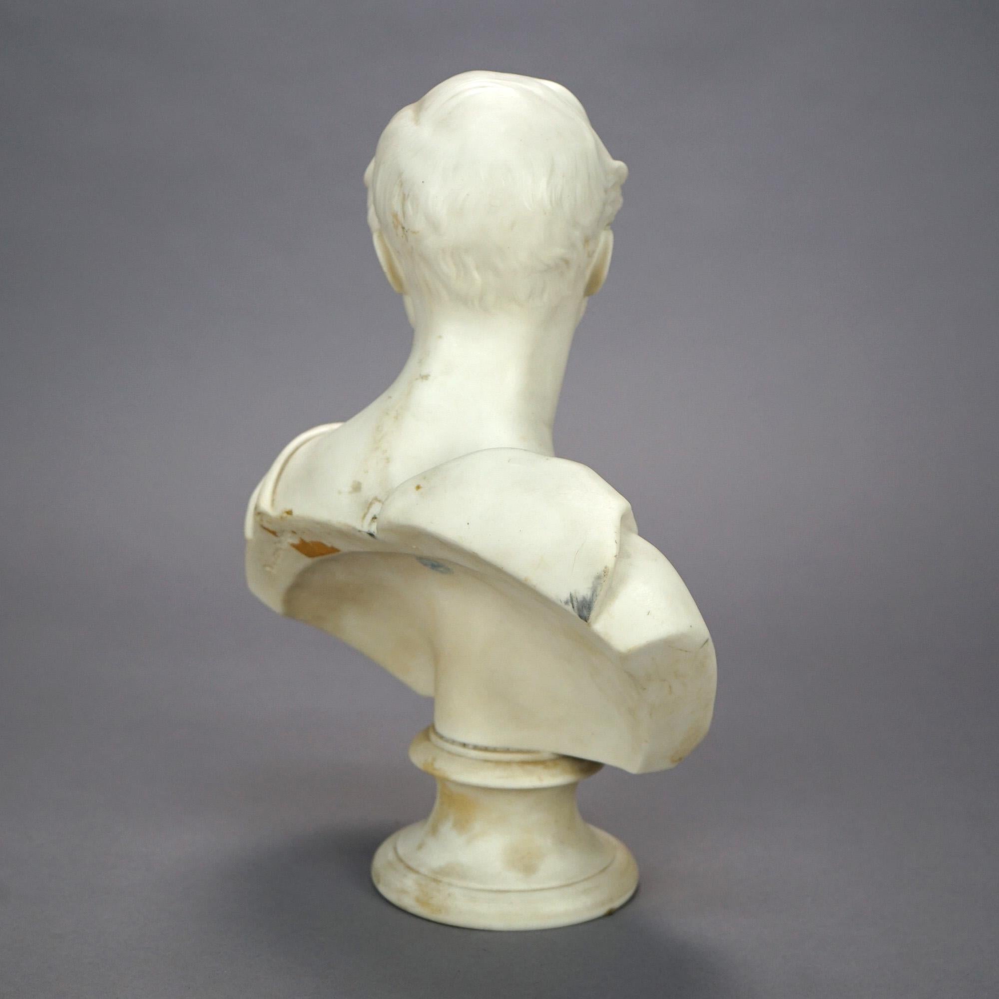 Antique English Classical Parian Male Bust Sculpture, J. Jones Worcester, 19th C 3