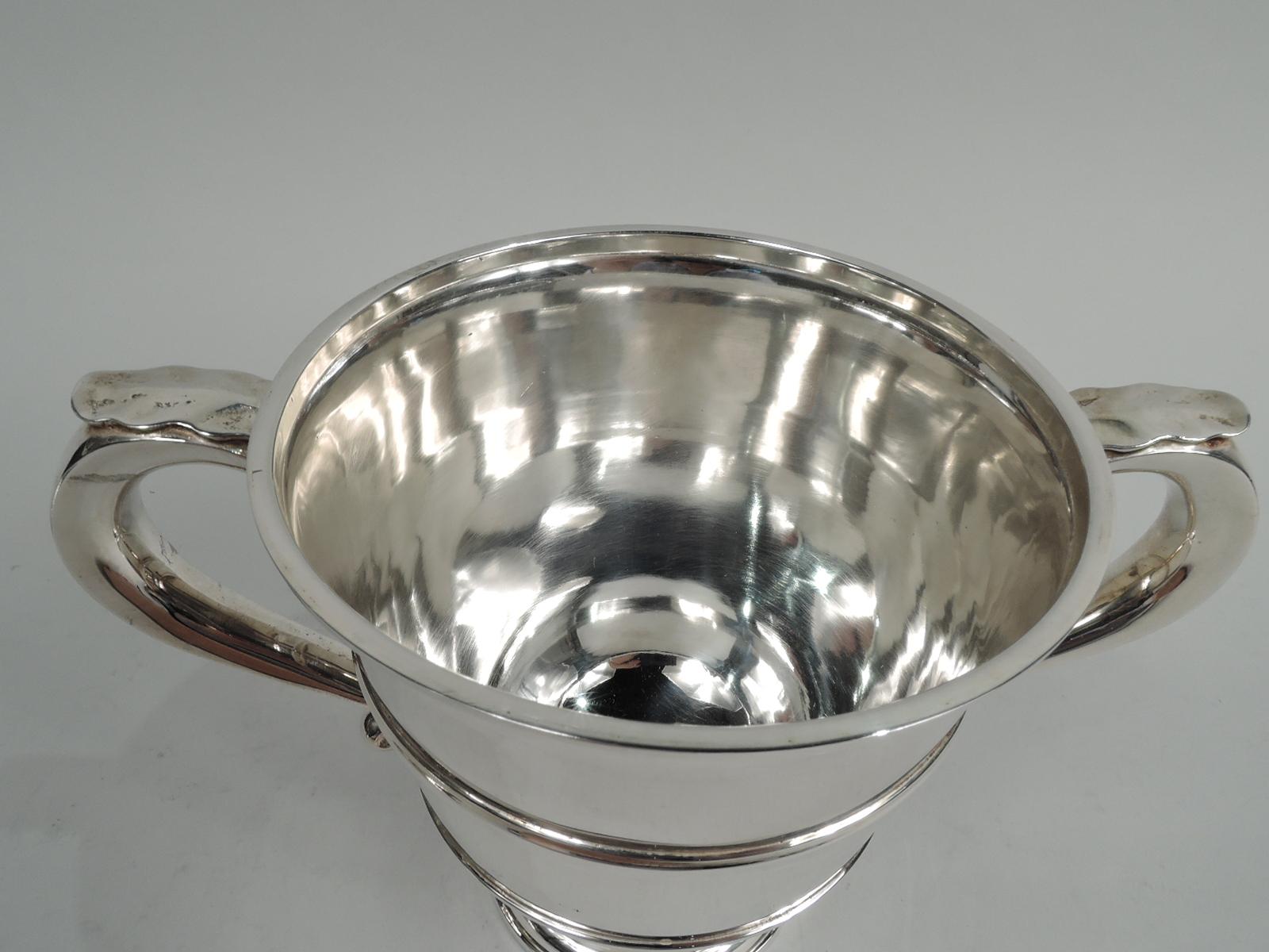 Antique English Classical Sterling Silver Covered Urn Trophy Cup In Excellent Condition In New York, NY