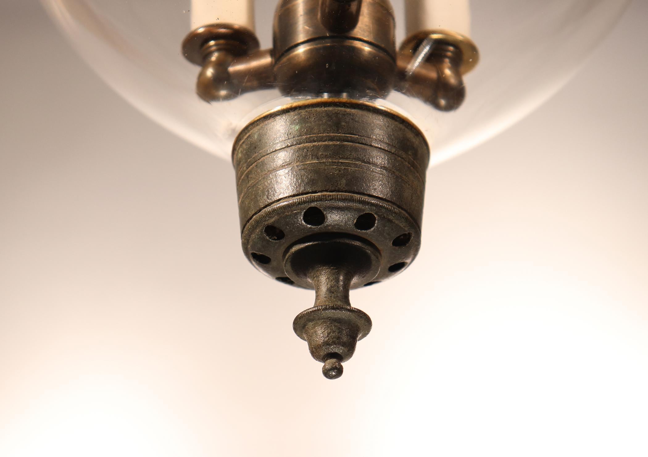 Antique English Clear Glass Bell Jar Lantern 4
