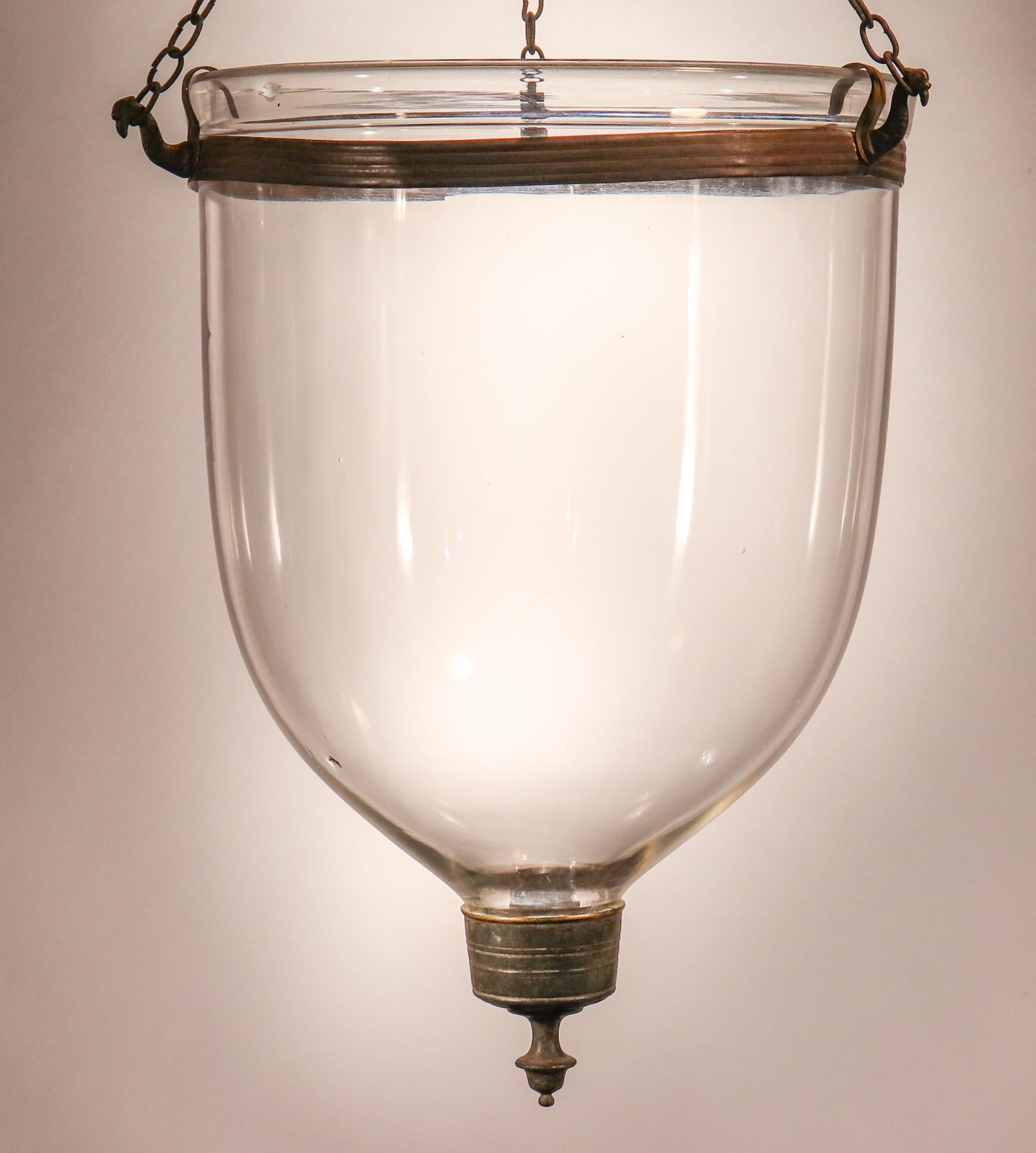 Antique English Clear Glass Bell Jar Lantern 5