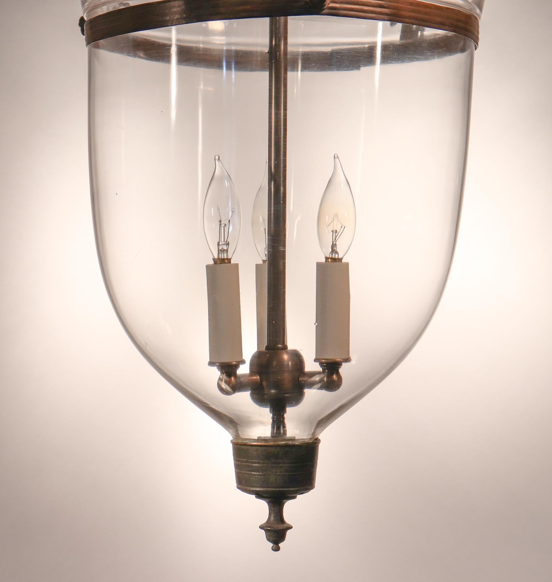 High Victorian Antique English Clear Glass Bell Jar Lantern
