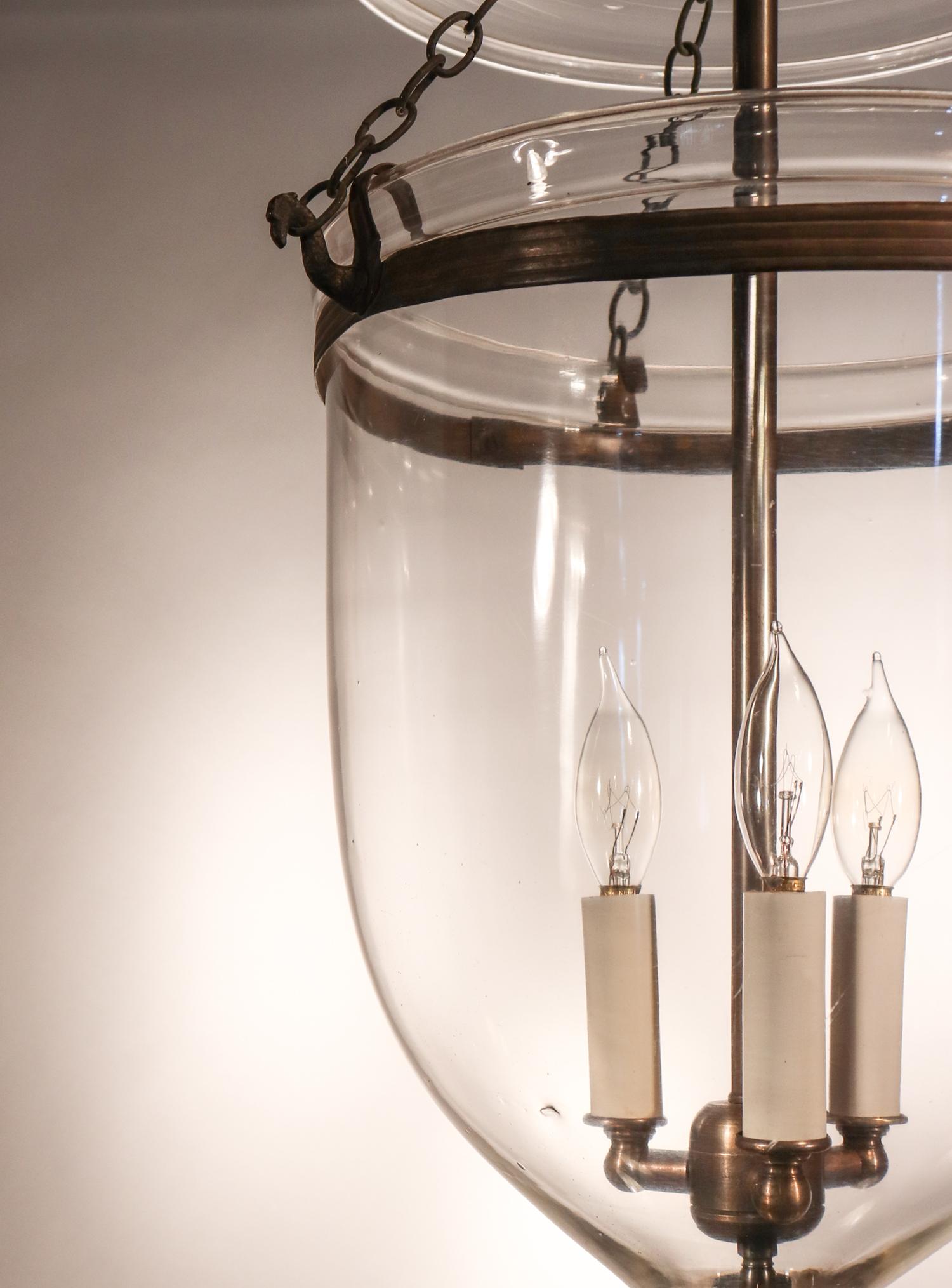 19th Century Antique English Clear Glass Bell Jar Lantern