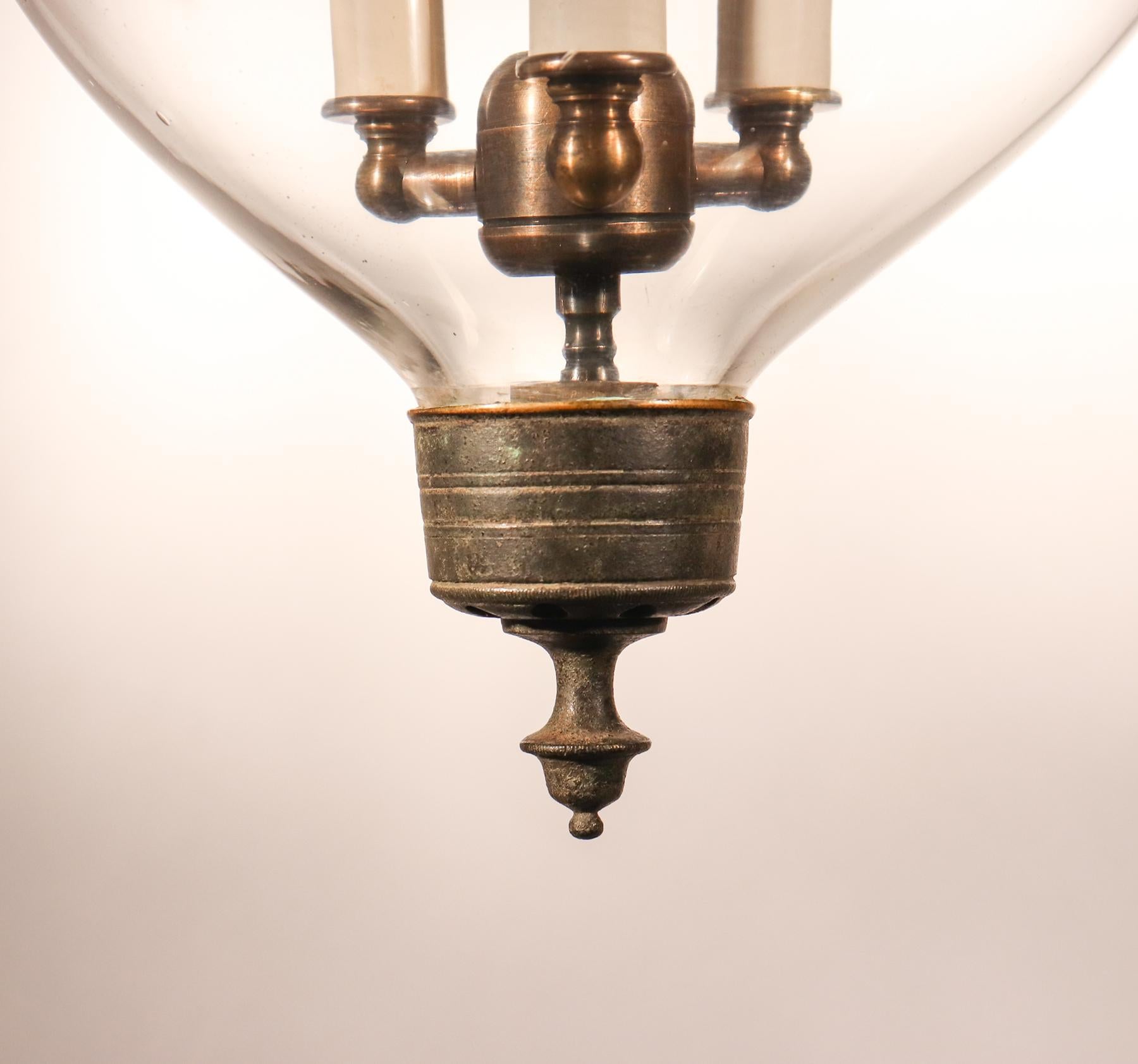 Antique English Clear Glass Bell Jar Lantern 3