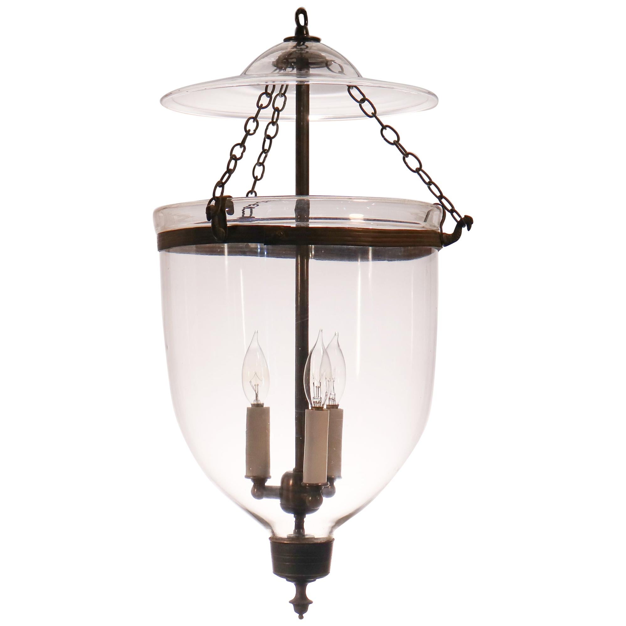 Antique English Clear Glass Bell Jar Lantern