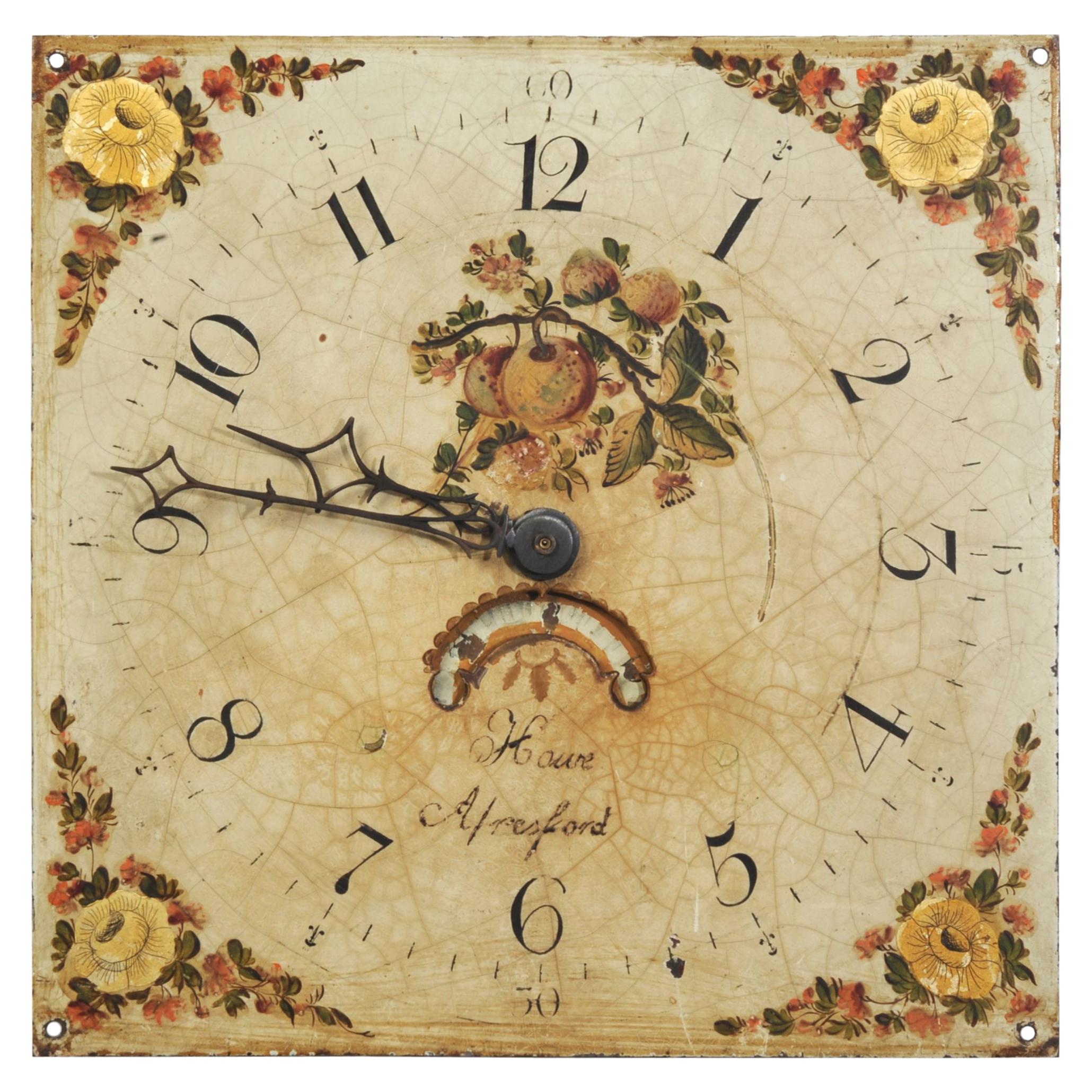 Antique English Clock Dial Face, Country Garden, Working
