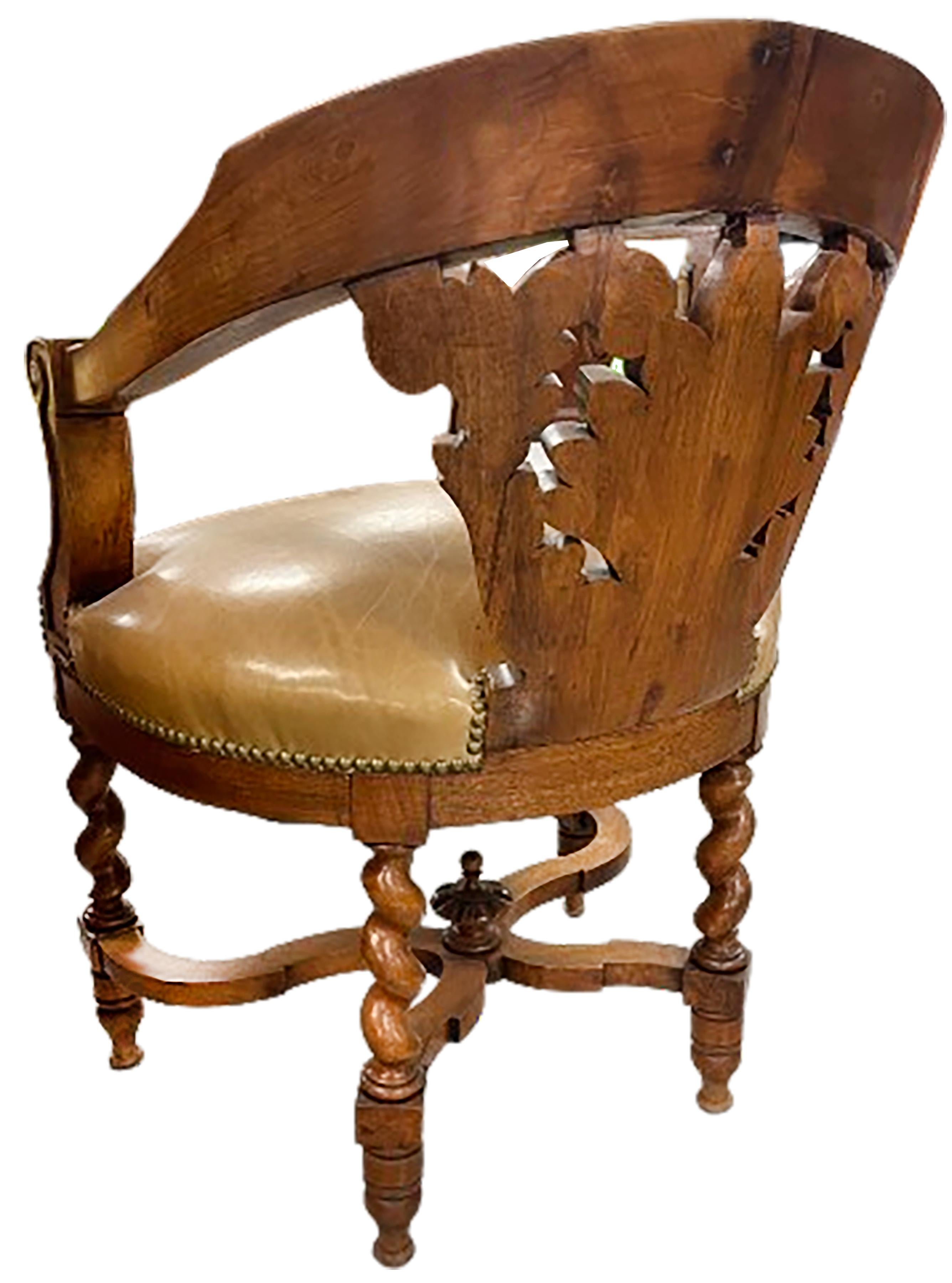 Hand-Carved Antique English Club Chair For Sale