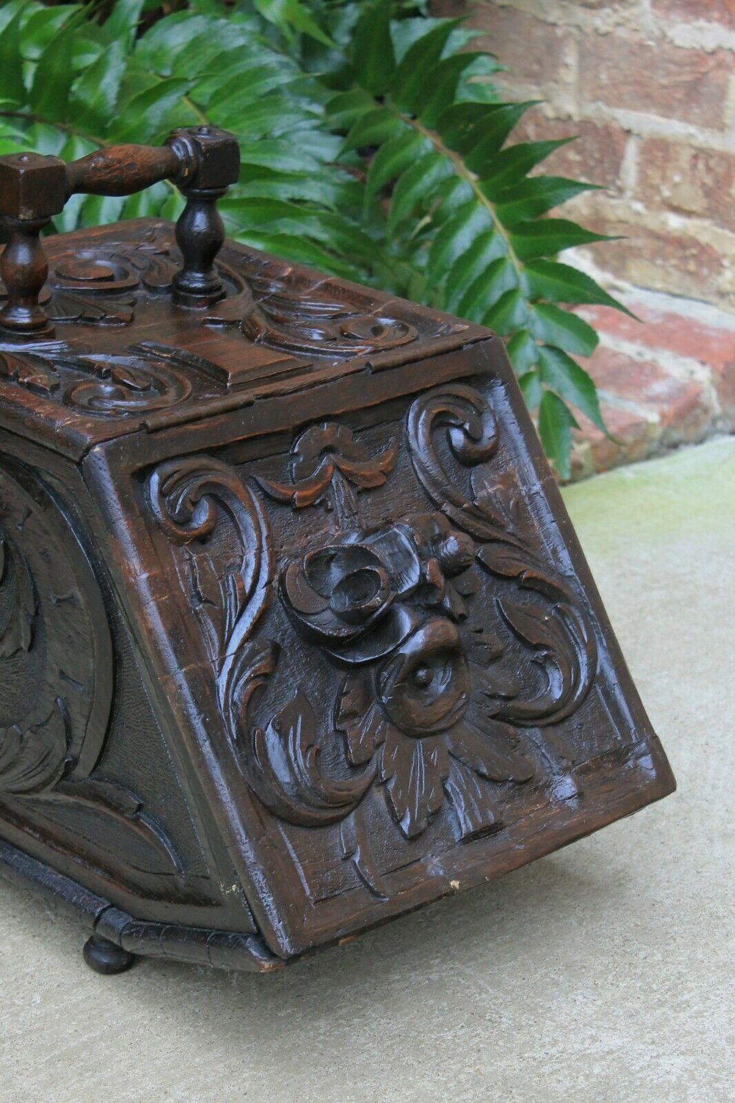 Antique English Coal Hod Scuttle Hearth Fireplace Renaissance Tin Liner 19th C 5