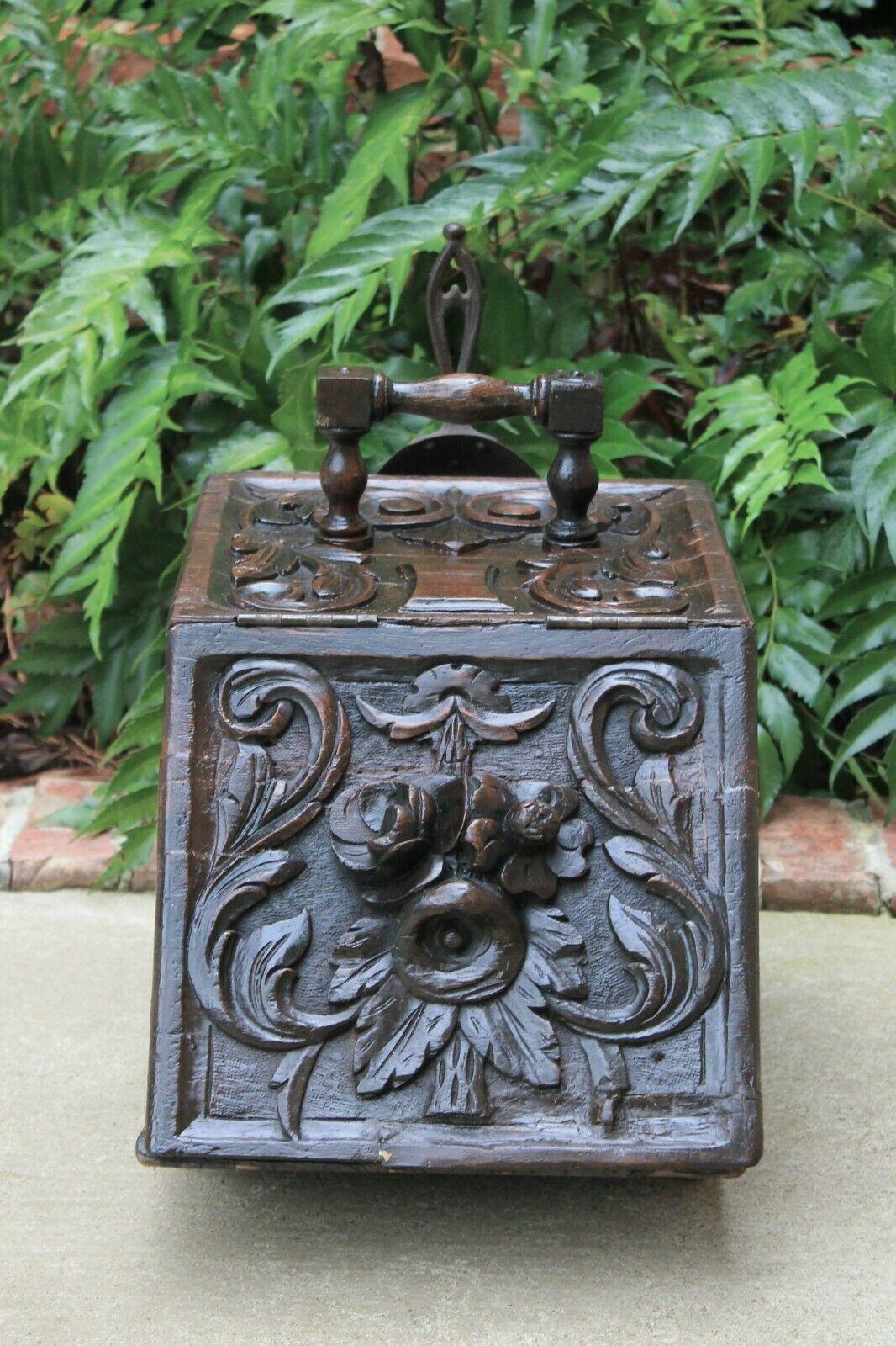 Antique English Coal Hod Scuttle Hearth Fireplace Renaissance Tin Liner 19th C 6