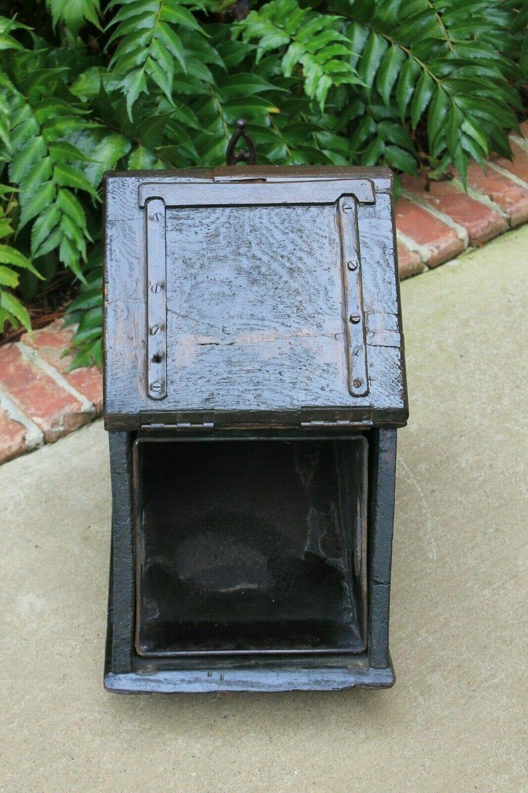 Carved Antique English Coal Hod Scuttle Hearth Fireplace Renaissance Tin Liner 19th C