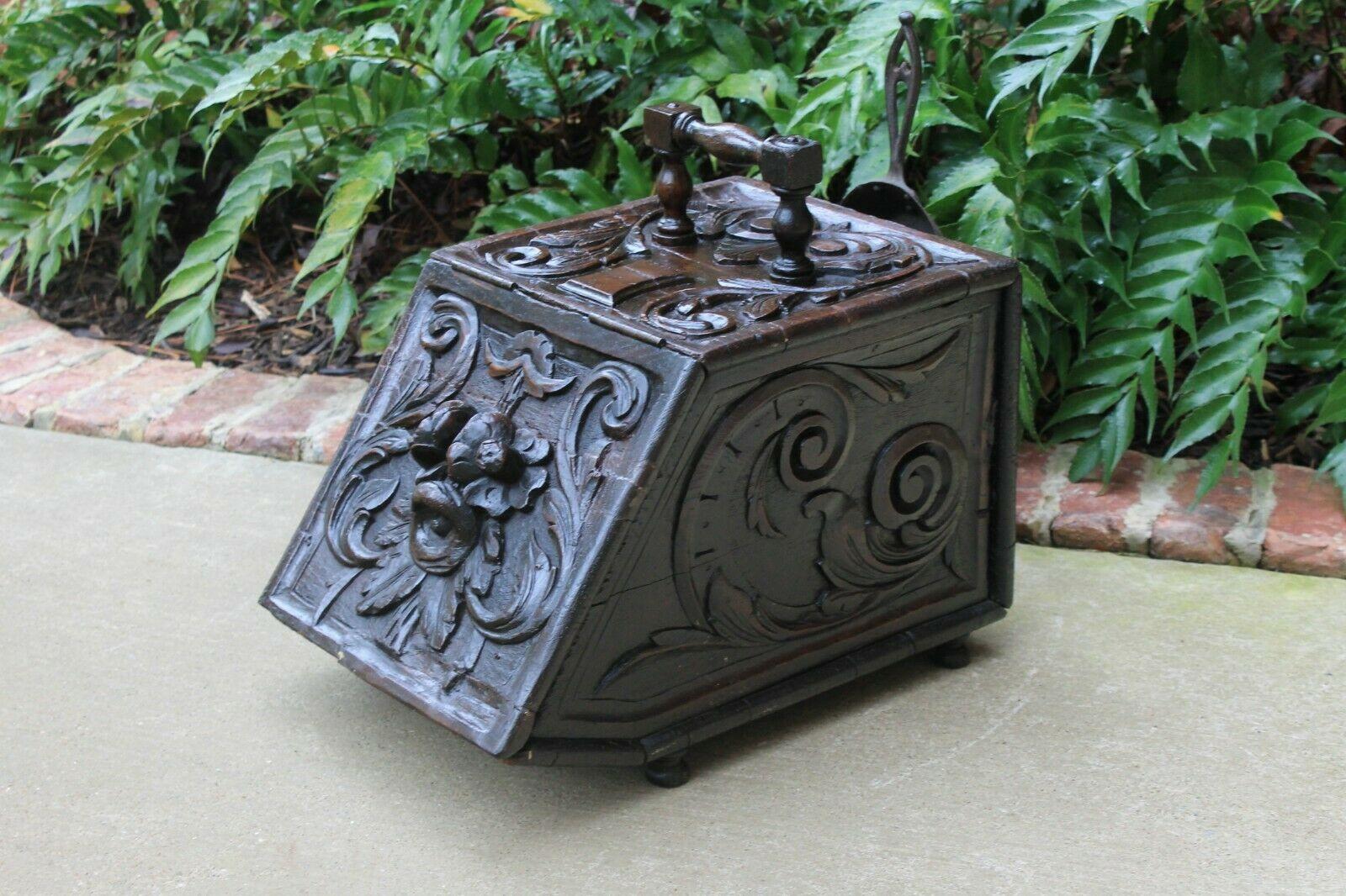 Antique English Coal Hod Scuttle Hearth Fireplace Renaissance Tin Liner 19th C 1