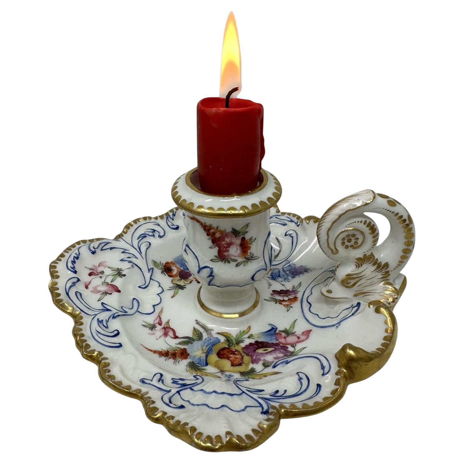 Antique English Coalport Centerpiece Chamberstick John Rose Regency Period 19Ct For Sale
