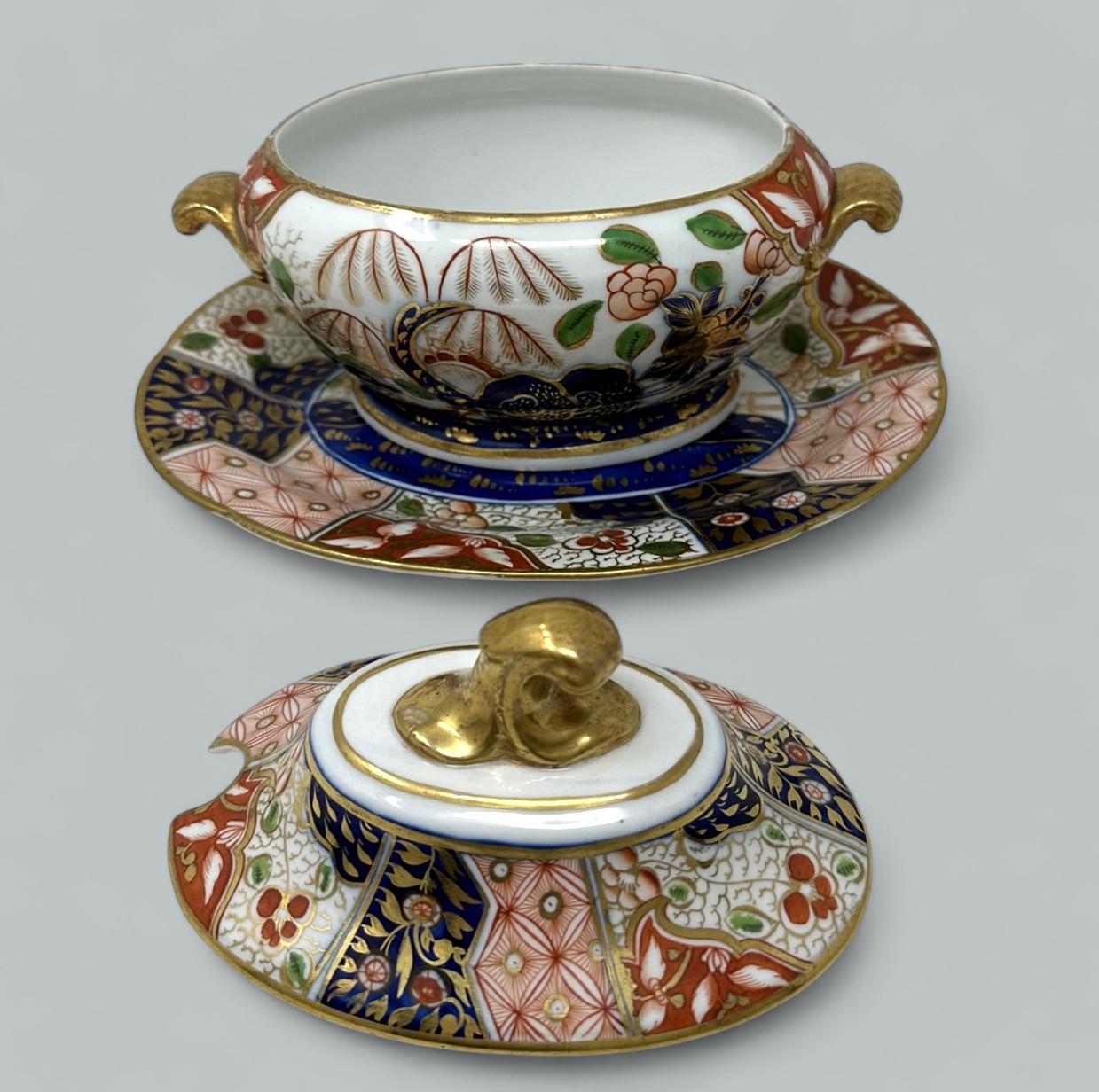 Antique English Coalport Centerpiece Tureen Bowl Imari Gilt Regency Period 19Ct In Good Condition In Dublin, Ireland