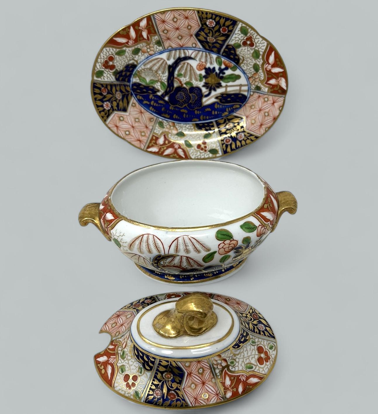 19th Century Antique English Coalport Centerpiece Tureen Bowl Imari Gilt Regency Period 19Ct