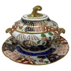 Antique English Coalport Centerpiece Tureen Bowl Imari Gilt Regency Period 19Ct