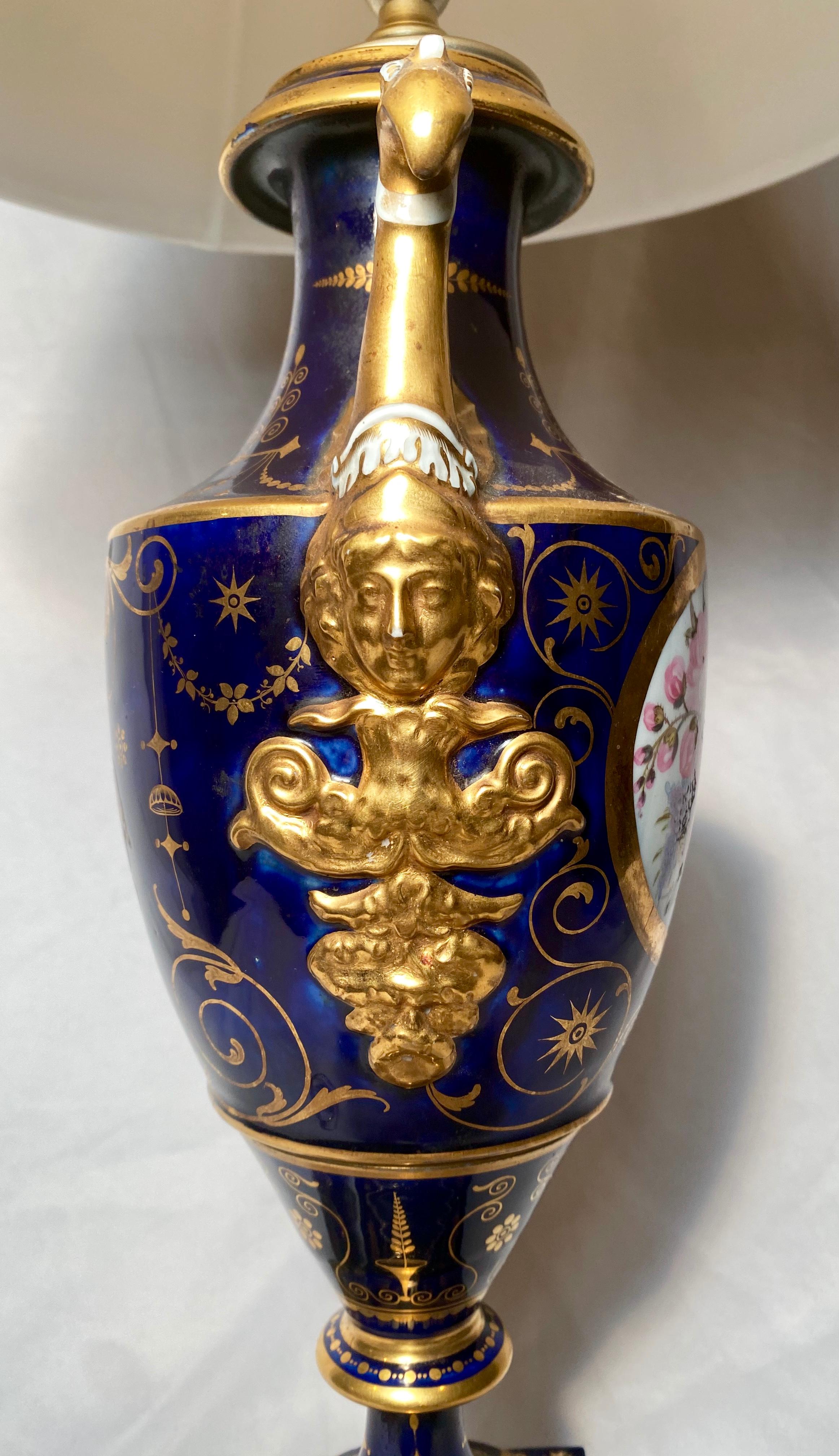 19th Century Antique English Coalport Porcelain Lamp, circa 1870-1880 For Sale