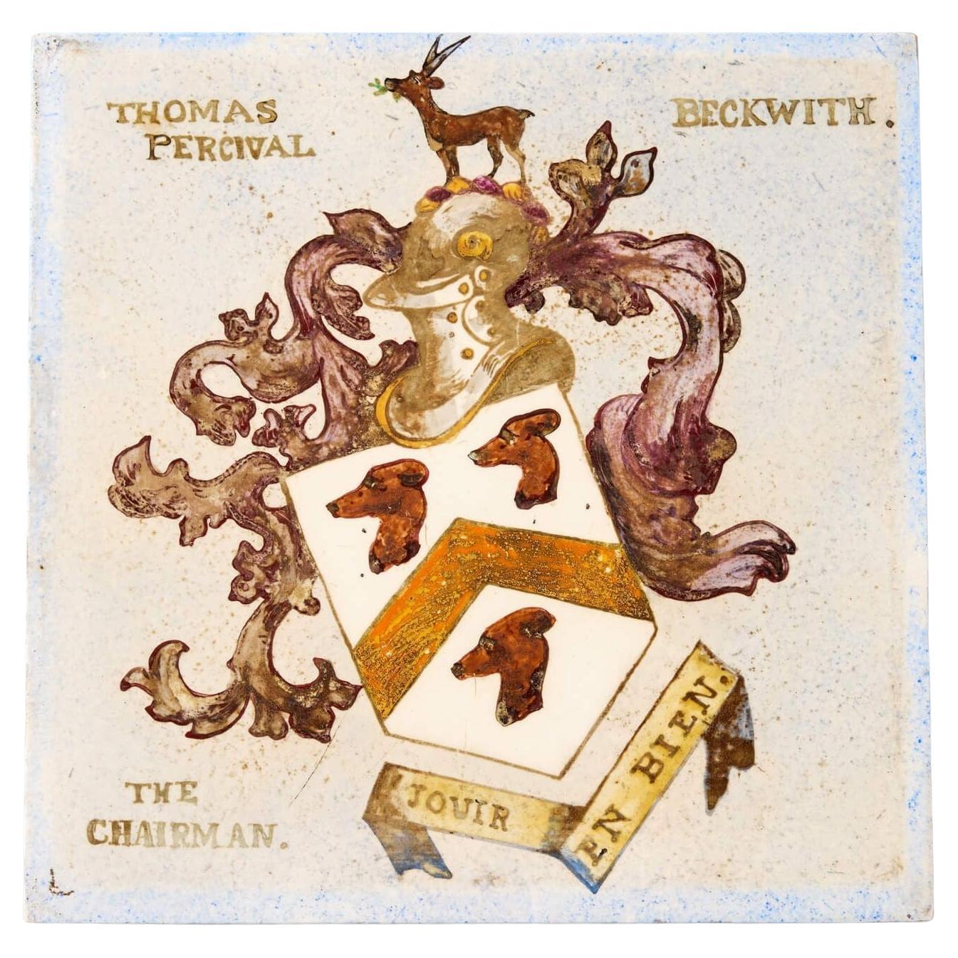 Antique English Coat of Arms Tile For Sale