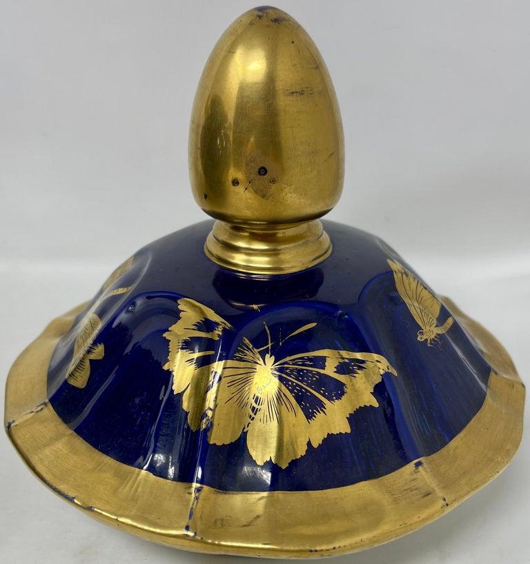 Antique English Cobalt and Gold Ironstone Tureen, circa 1840 For Sale 8