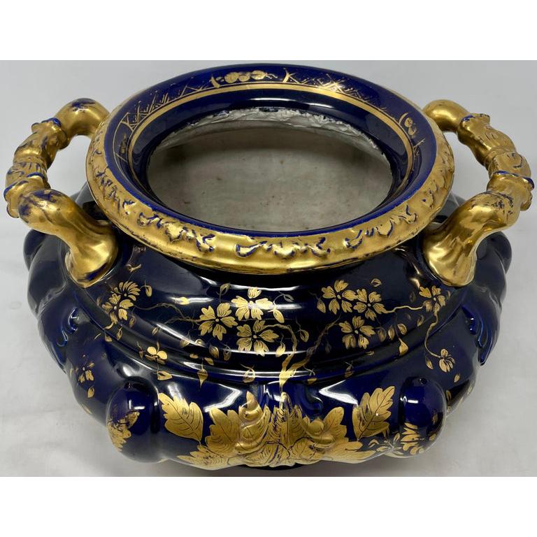 Antique English Cobalt and Gold Ironstone Tureen, circa 1840 For Sale 9