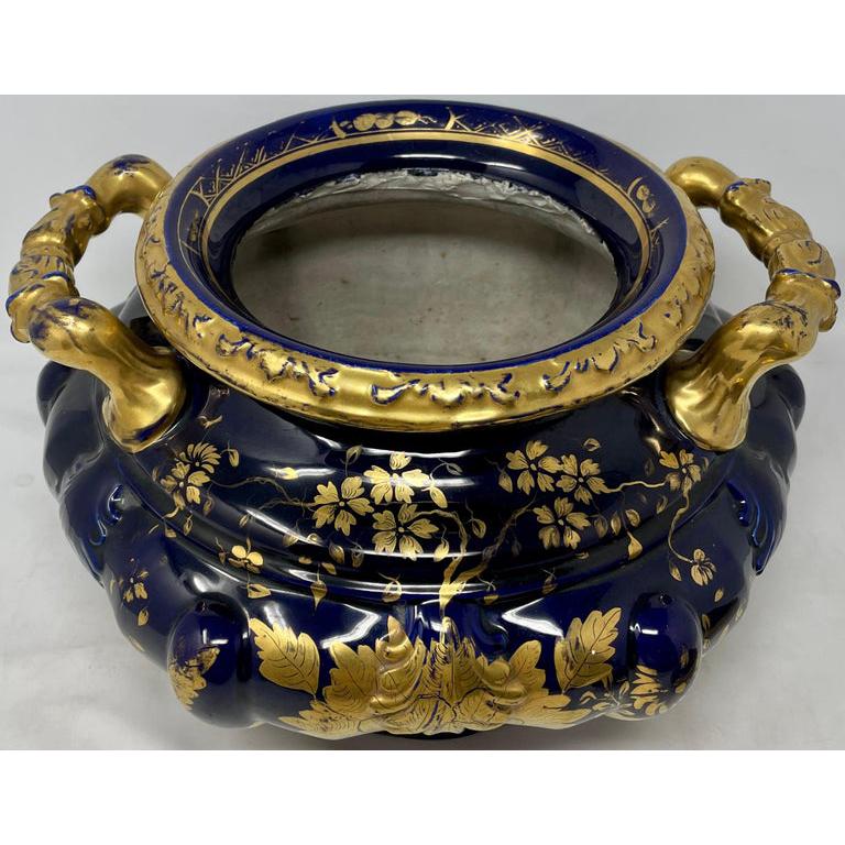 Soupière anglaise ancienne en pierre de fer cobalt et or, vers 1840 en vente 7