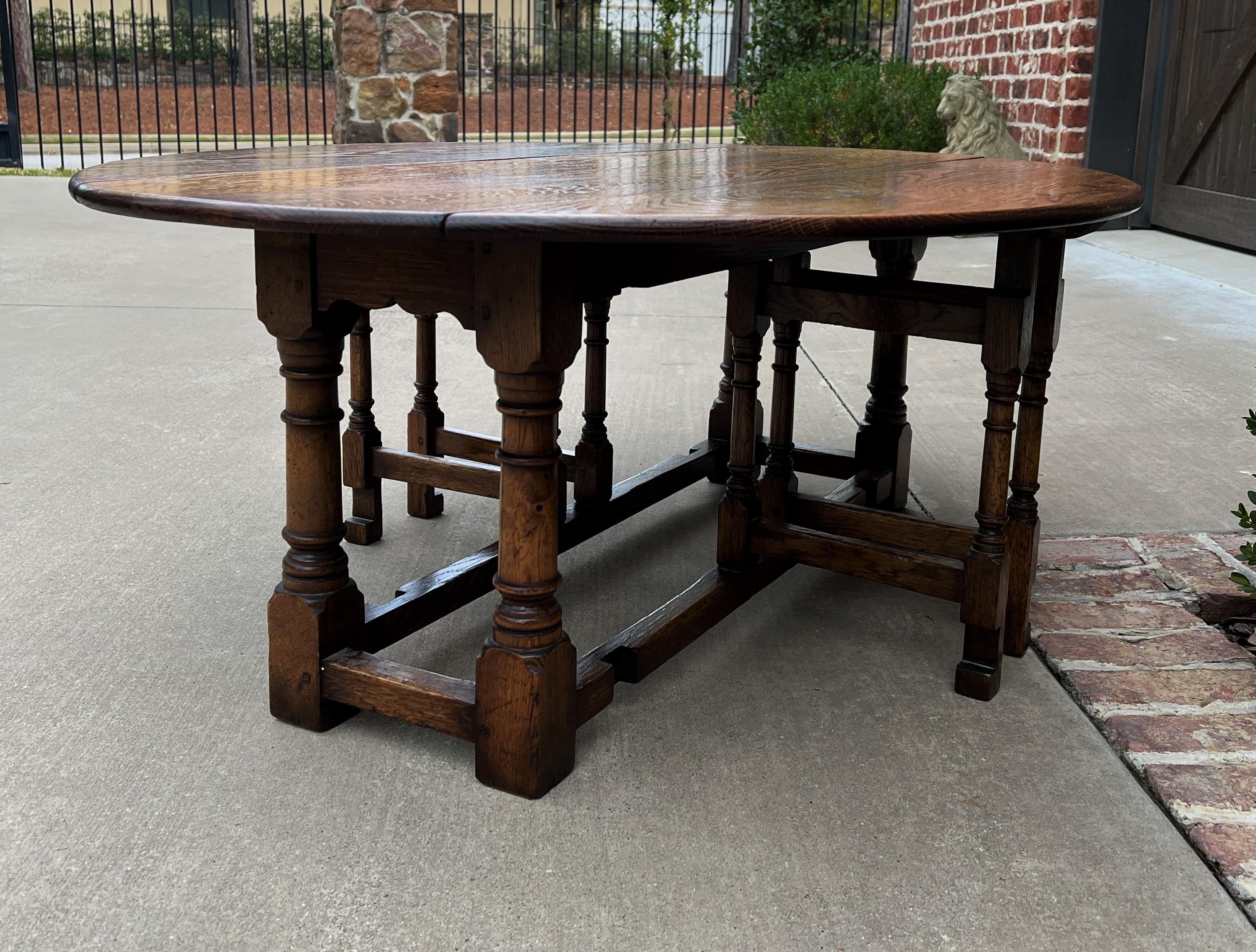 Antique English Coffee Table Bench Drop Leaf Gate Leg Oak Pegged C. 1900 8