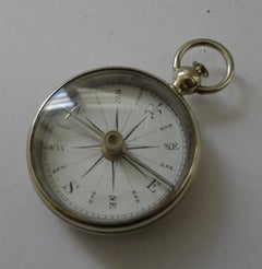 Ancienne boussole anglaise dans un étui avec cadran en émail blanc ; Georgian C.1820